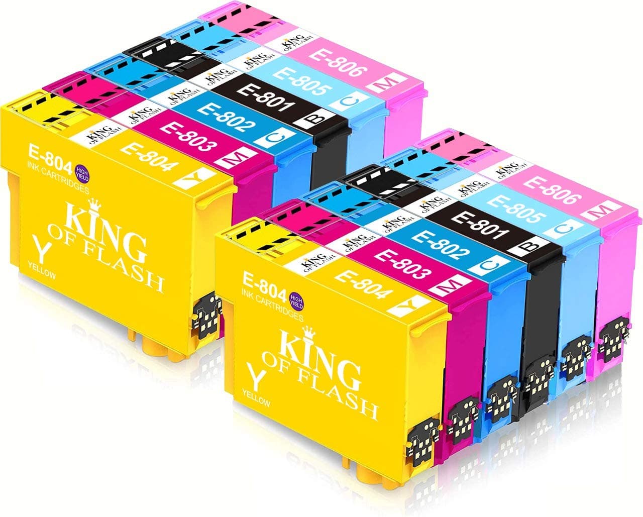 KING OF FLASHCompatible Printer Ink Cartridges For Epson T0807 - Epson Stylus RX560, RX585, RX685, R265, R285, R360, PX650, PX50, PX700W, PX710W, PX800FW, PX810FW, P50 Printers (2 Set of 6)
