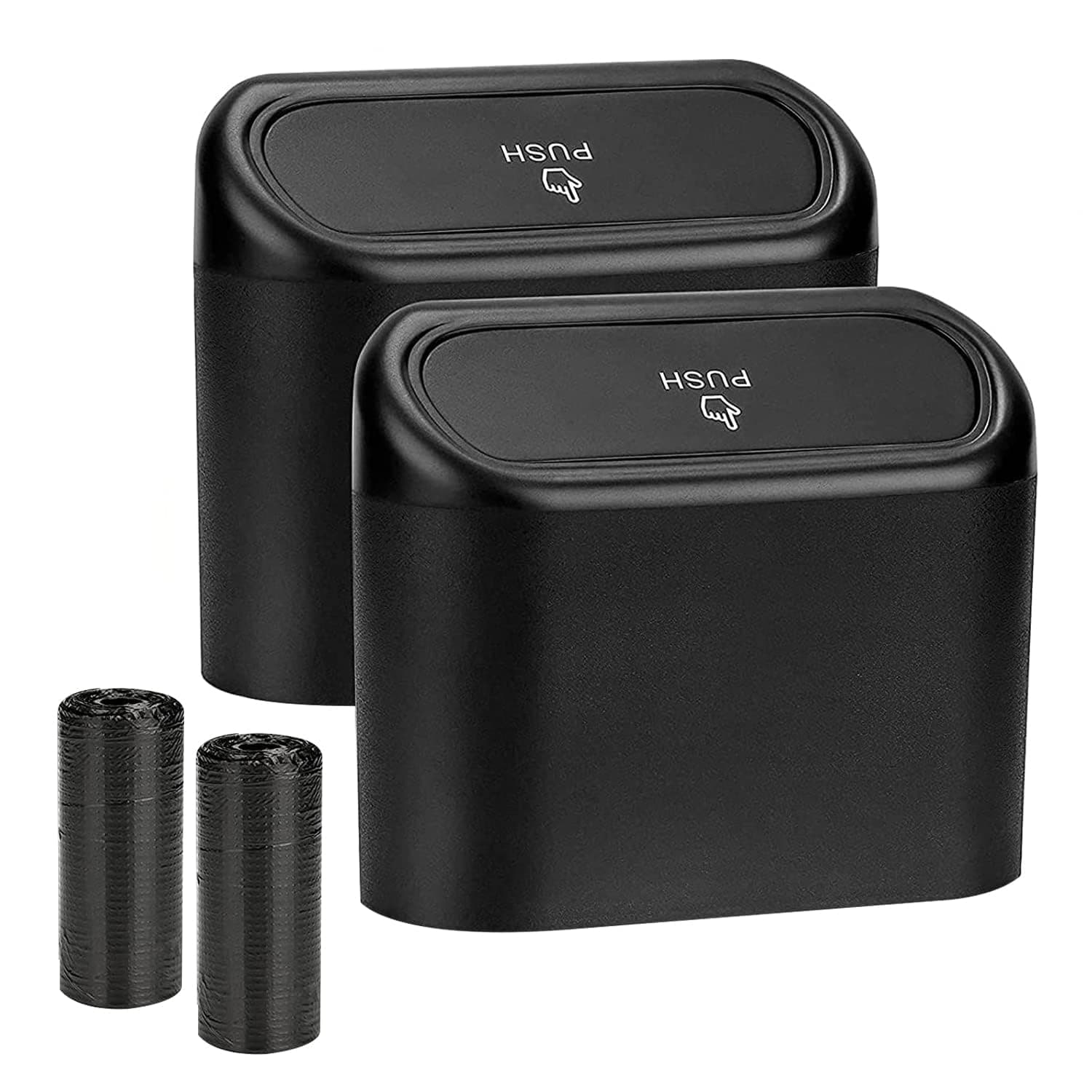 SUPINE 2-Pack Car Trash Can with 30 Disposable Bags – Leak-Proof Vehicle Garbage Bin for Car,Kitchen, Bathroom, Office,Desktop&Outdoor Use – Multi-Purpose Waste Container Organizer