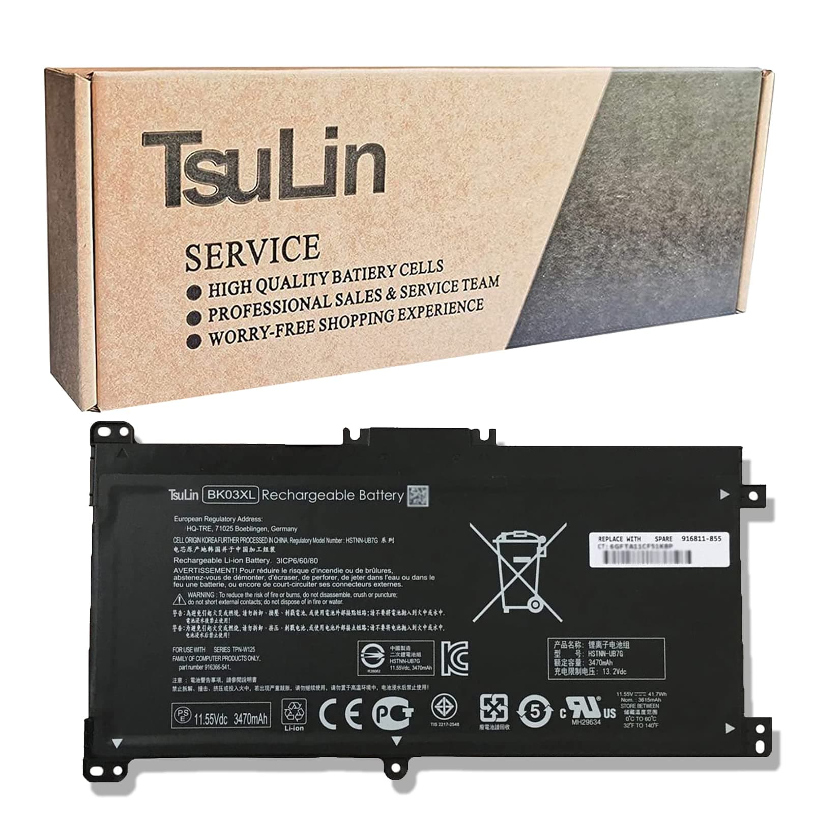 TsuLin BK03XL 916812-855 916811-855 Battery for HP Pavilion X360 Convertible 14m-ba0xx 14-ba000 14m-ba011dx 14m-ba013dx 14m-ba1xx 14m-ba114dx 14-ba253cl 14-ba175nr 14-ba125cl 14-ba051cl 916366-421