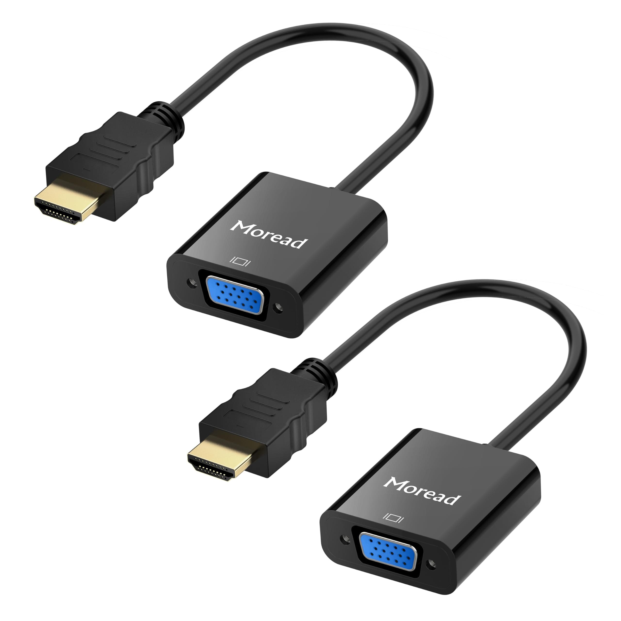 HDMI to VGA, 2 Pack, Uni-Directional Gold-Plated HDMI to VGA Adapter (Male to Female) for Computer, Desktop, Laptop, PC, Monitor, Projector, HDTV, Chromebook, Raspberry Pi, Xbox and More