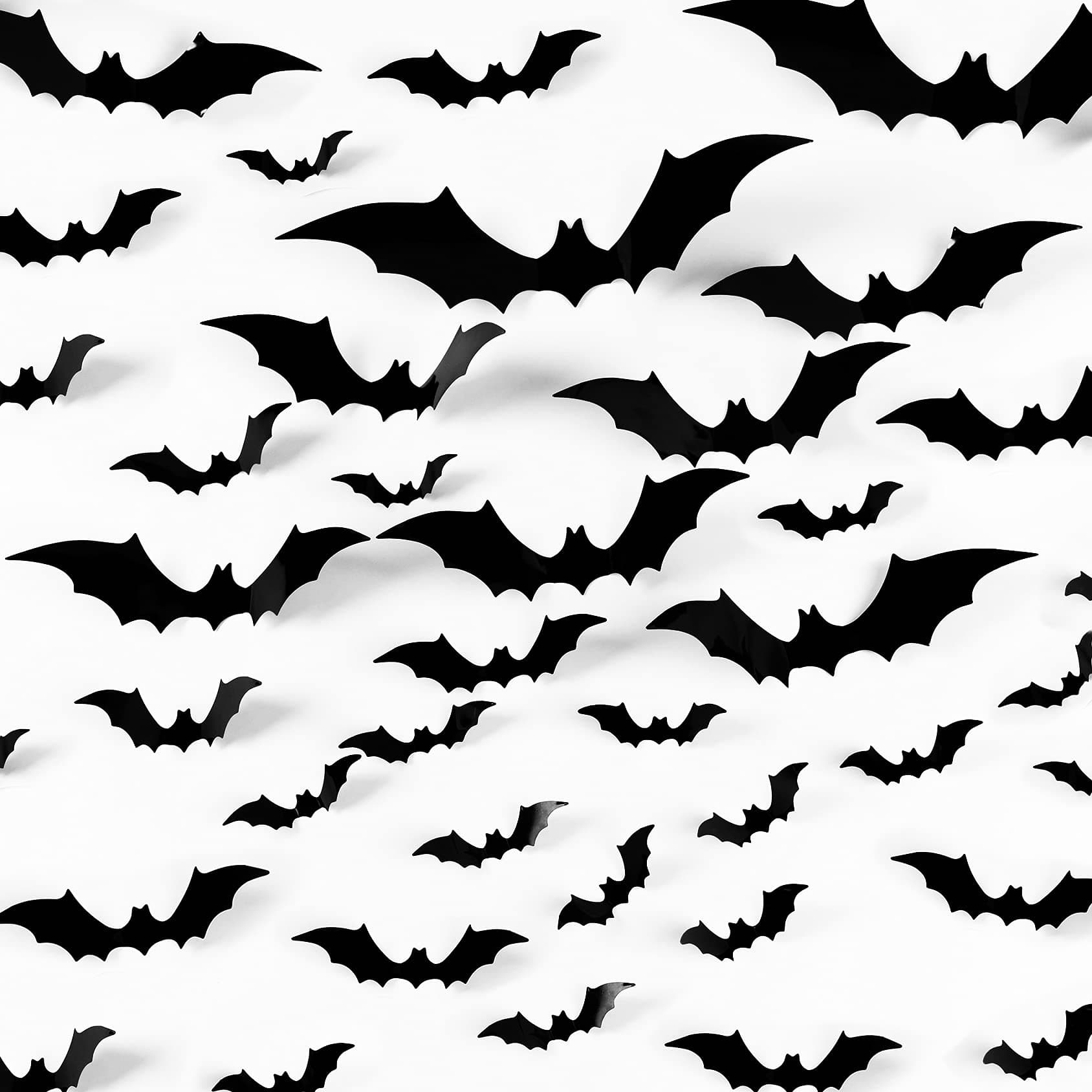 Halloween Decorations, Oversized 44 Sheets of 4 Sizes of 3D Bat Wall Stickers for Walls and Windows, 3D Realistic Vintage Horror Bat Wall Decorations for Halloween Party Decorations Supplies
