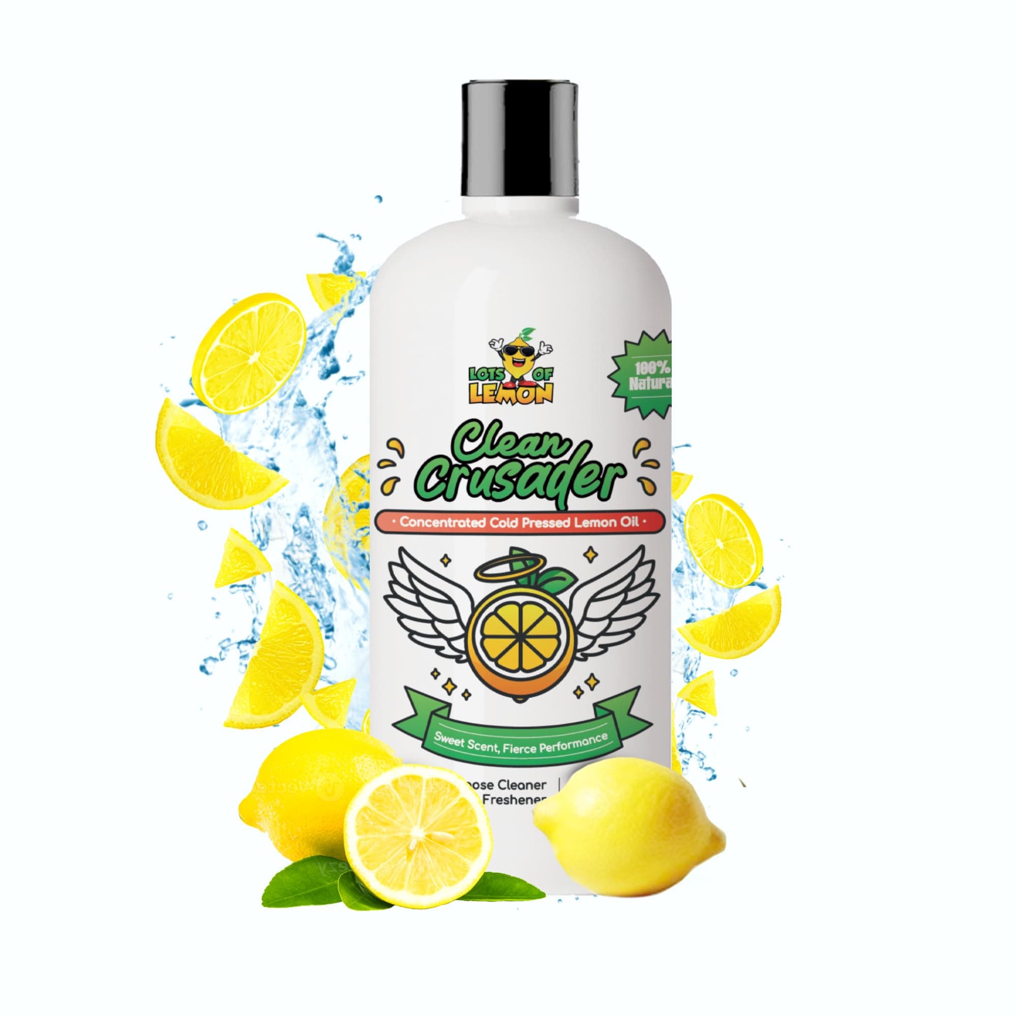 Clean Crusader Cold Pressed Lemon Oil Concentrate - All Purpose Cleaner & Air Freshener - 16oz 1 pack