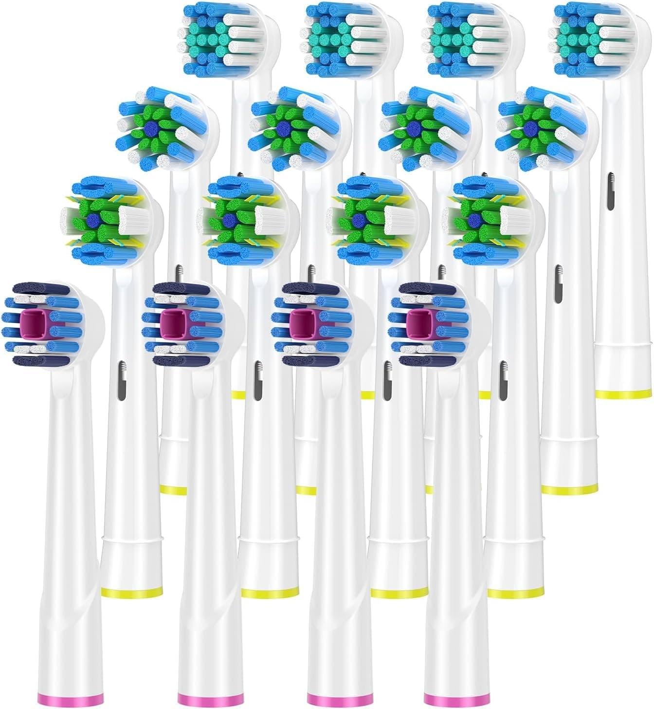 QLEBAO Toothbrush Heads Compatible with Oral B Electric Toothbrushes, 16Pcs White Replacement Brush Heads