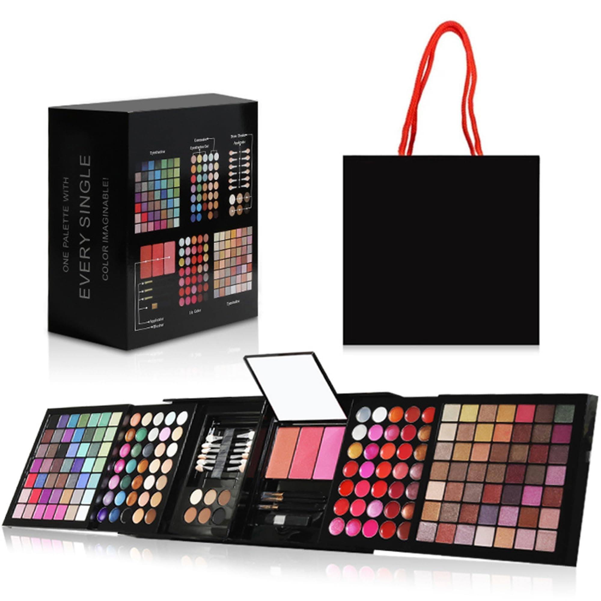 Professional All-in-One Eyeshadow Palette & Makeup Kit – 177 Colors Set with Shimmer & Pastel Eyeshadows, Lip Gloss, Blush, Brushes, and Mirror – Perfect for Makeup Artists & Beginners