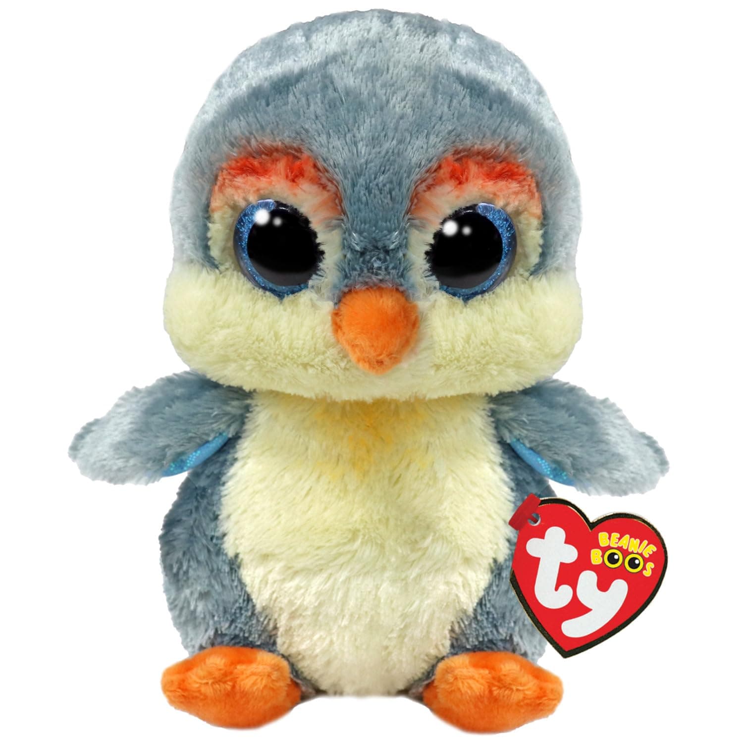 TY Beanie Boos T37322 Fisher The Bird with Glittery Blue Eyes, The Plush with Big Sparkly Eyes - 15 cm