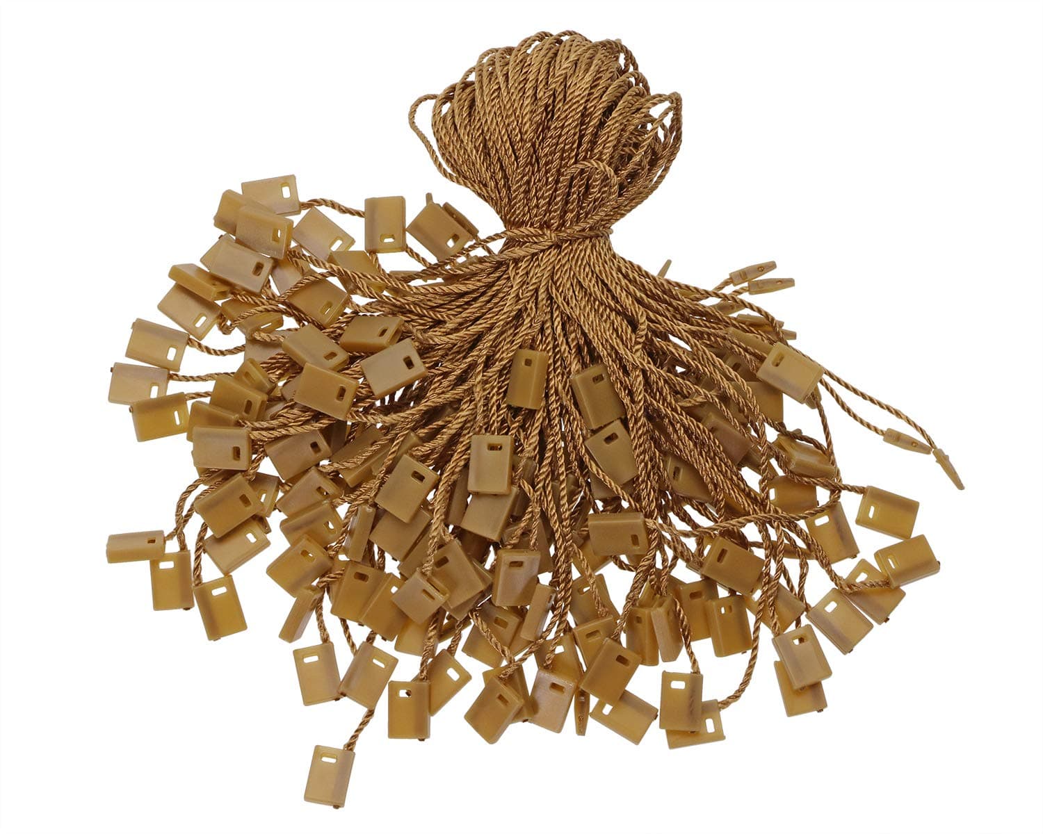 Tupalizy 7 Inch Nylon Hang Tag String for Clothes Gift Bags Price Tags Shoes Snap Lock Pin Loop Fastener Hook Ties Tag Rope for Belts Pocket Squares Luggage Label Attachment, 120PCS (Light Brown)