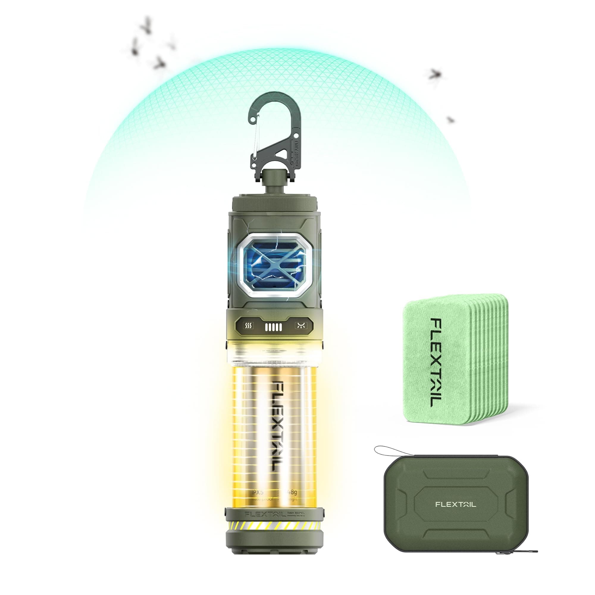 Tiny Mosquito Repeller, Rechargeable Outdoor Mosquito Repellent, 329°F Heating 30ft Protection Zone Ultra Mini with Camping Light Magnetic Design for Outdoor Camping Backpacking Patios