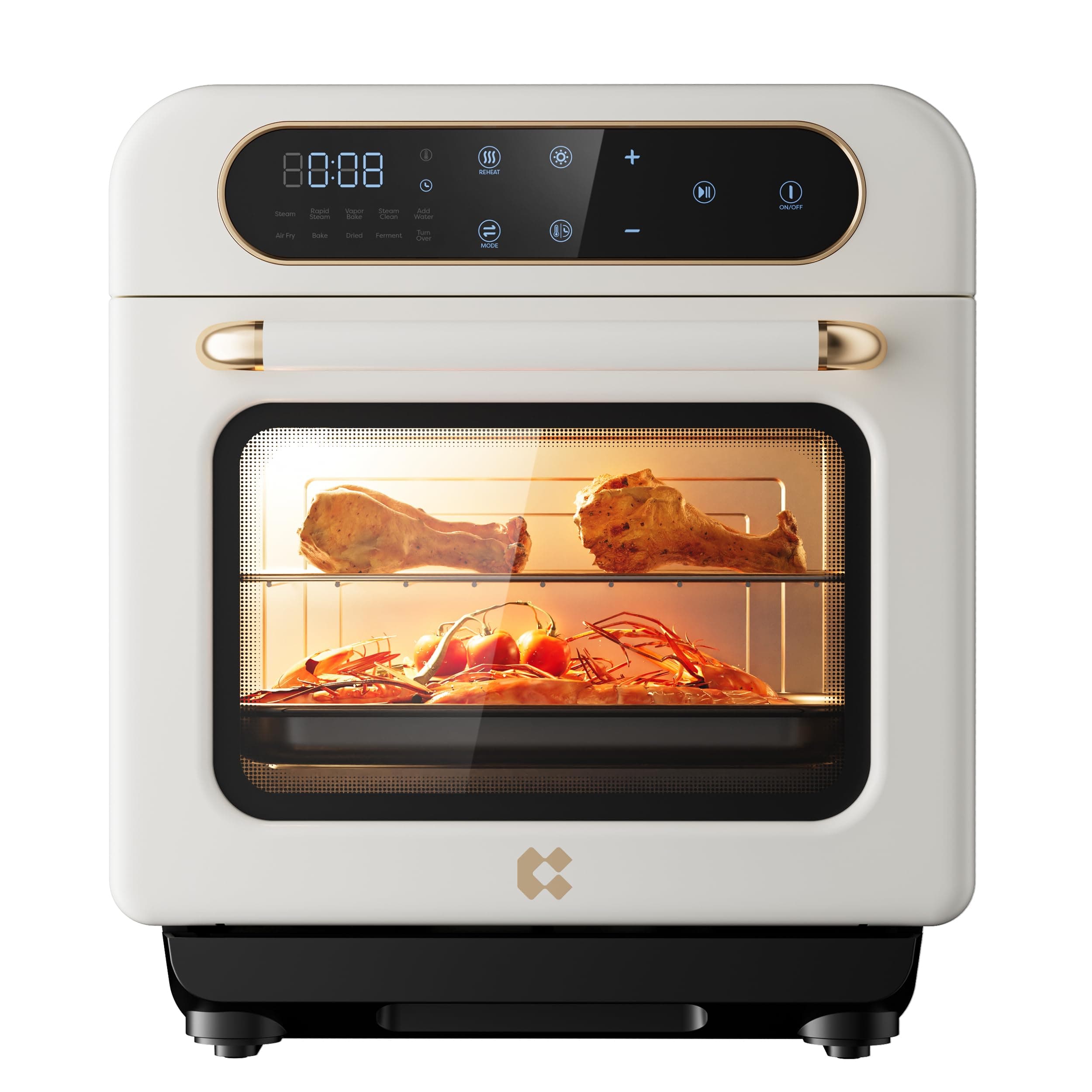 CIARRA Air Fryer 8 in 1 Mini Steam Oven 12 Litres with Steam, Quick Steam, Air Frying, Steam Cooking, Steam Cleaning, Baking, Drying, Fermenting, White