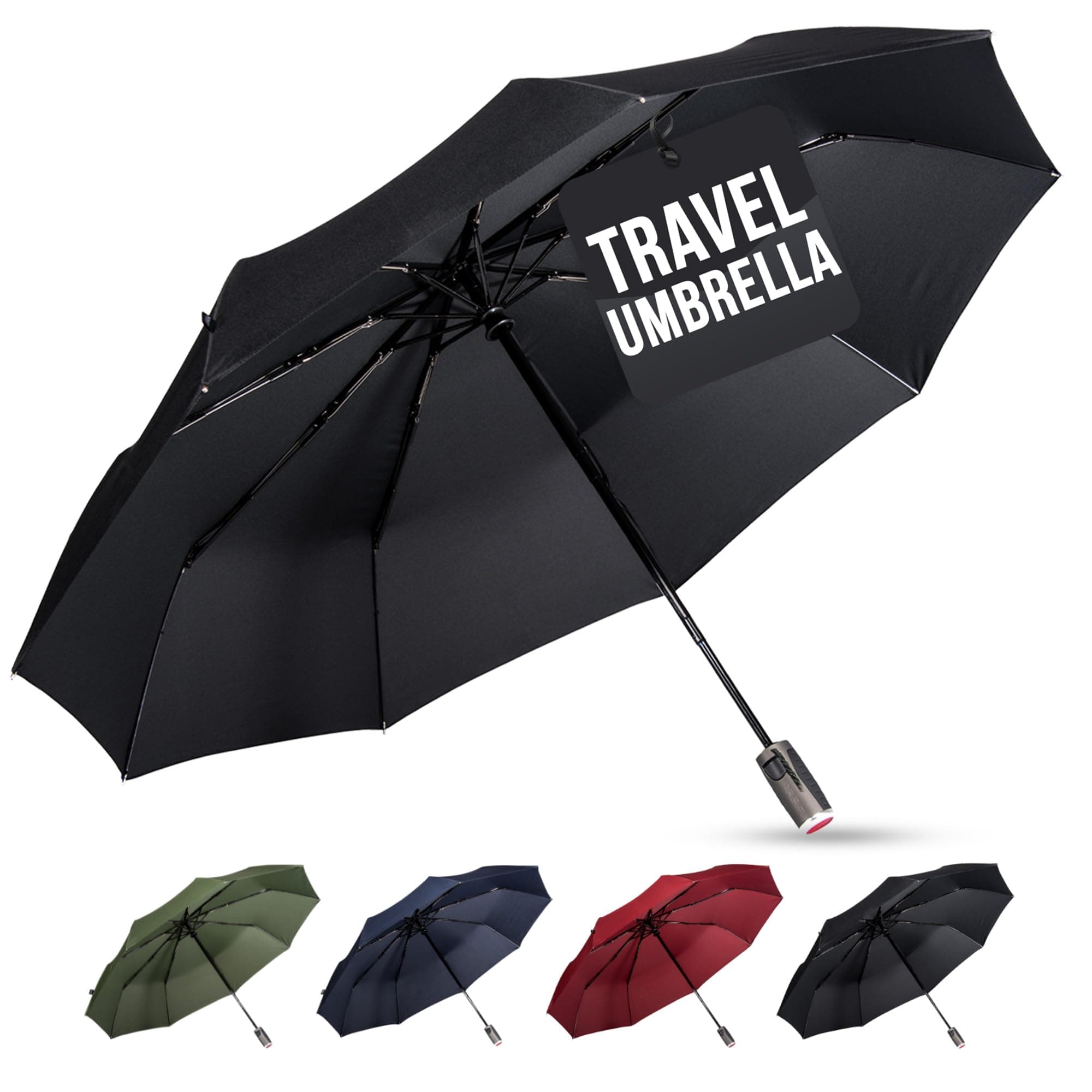 Premium Travel Umbrella - Windproof & Compact for Men & Women, Automatic Open Close, Fits in Purse Laptop Bag or Backpack, Strong Frame for Heavy Rain & Sun UV Protection