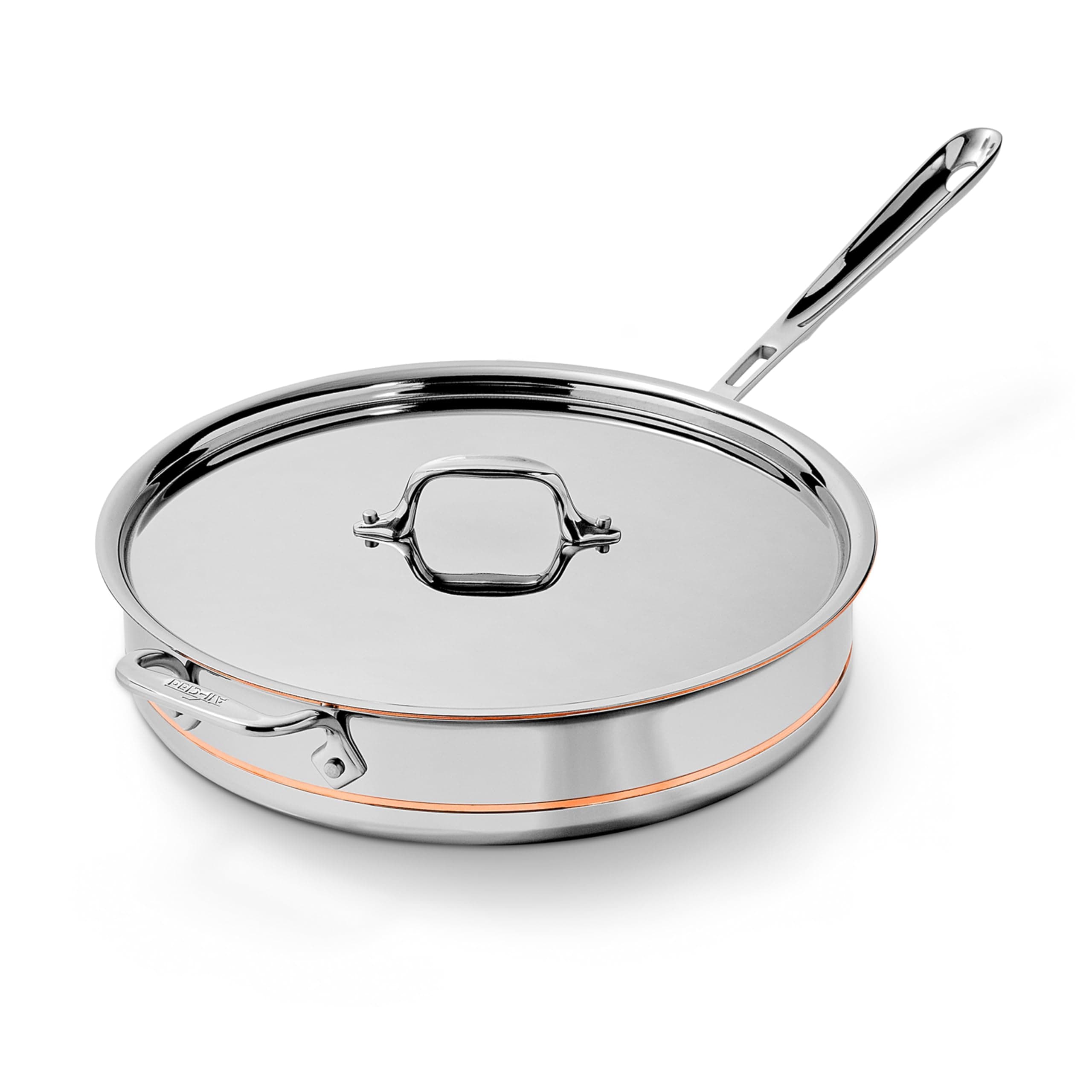 6403 SS Copper Core 5-Ply Bonded Dishwasher Safe Saute Pan with Lid / Cookware 5-Quart Silver CLD-016