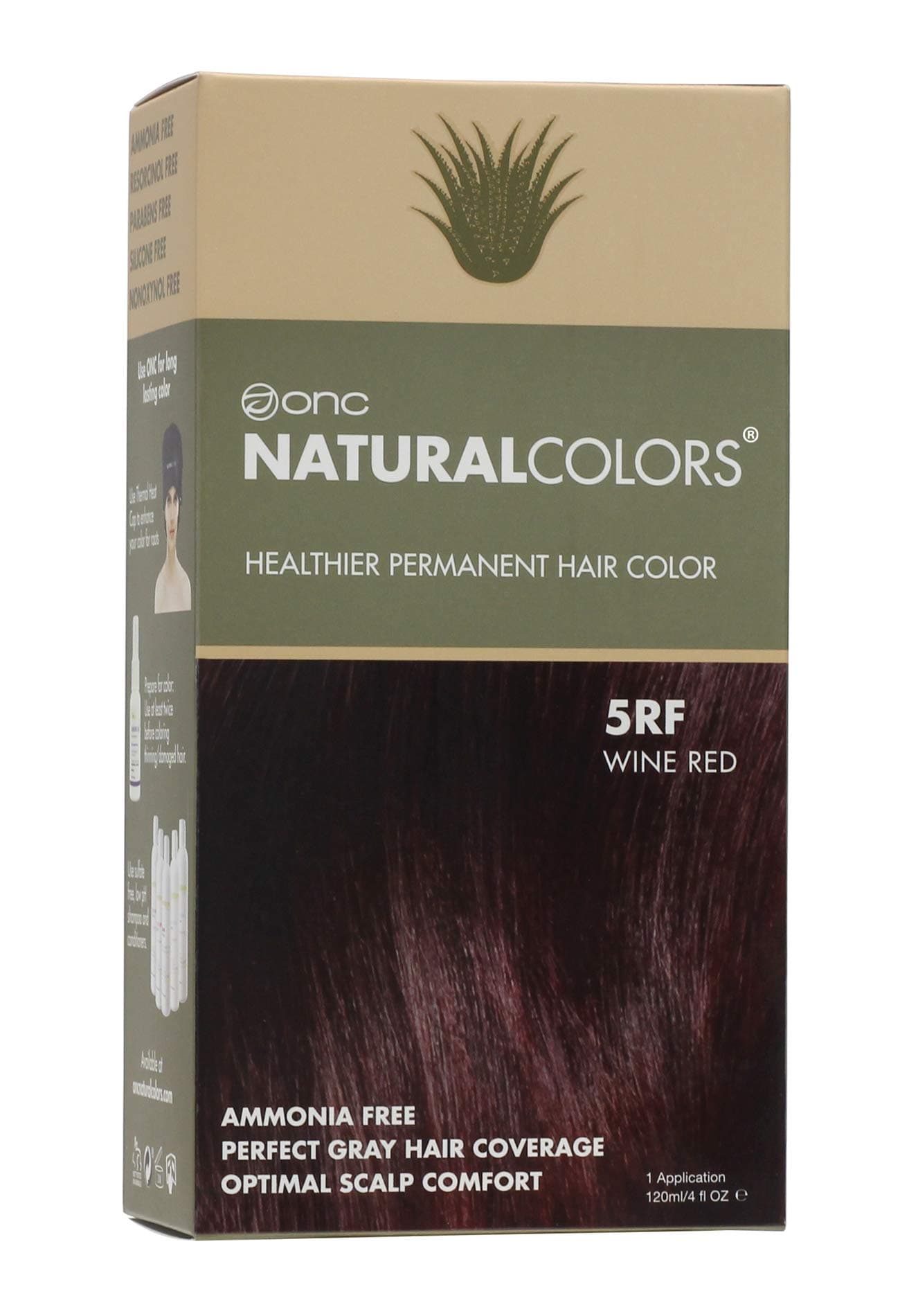 ONC NATURALCOLORS (5RF Red) 4 fl. oz. (120 mL) Heat Activated Healthier Permanent Hair Dye with Certified Organic Ingredients, Ammonia Free, Vegan Friendly, 100% Gray Coverage