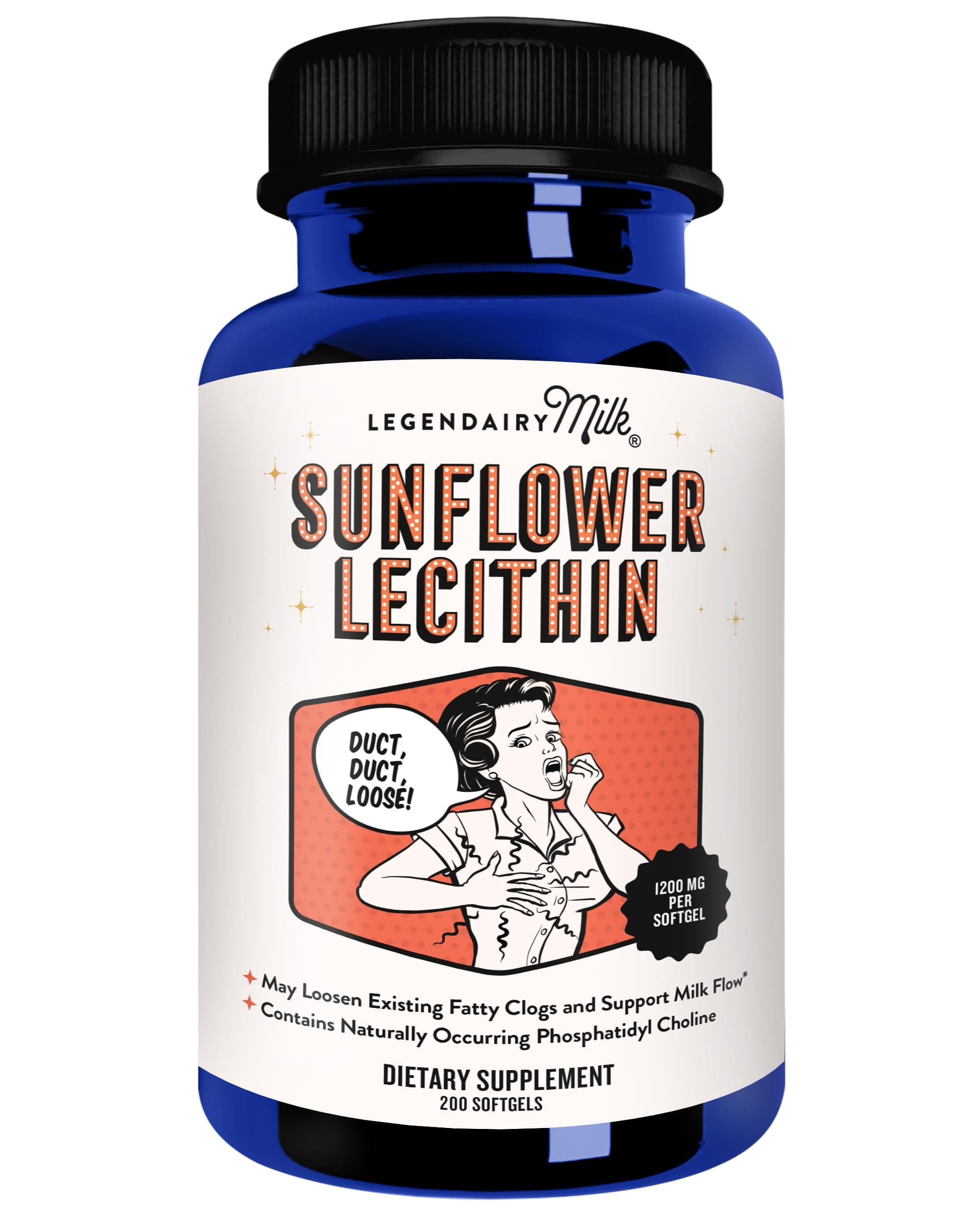 Legendairy Milk 1200mg of Organic Sunflower Lecithin Per Softgel - 200 Count Bottle