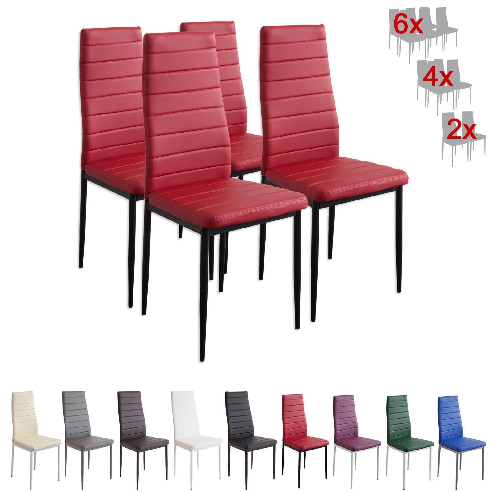 Albatros 2704 MILANO dining chairs, set of 4, red, SGS tested