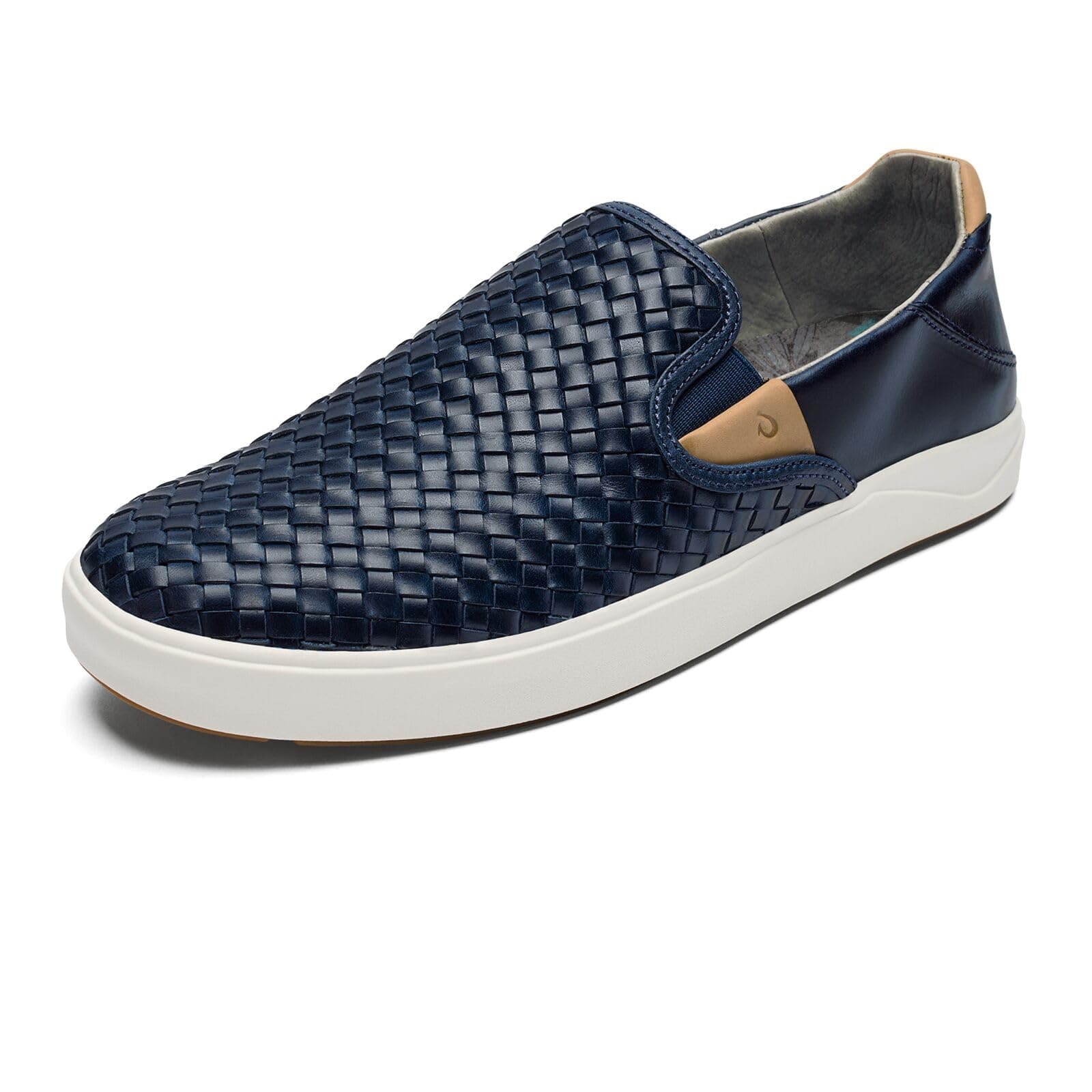 OLUKAILae'ahi Lauhala Men's Slip On Sneakers, Drop-in Heel & All-Day Comfort, Breathable Lining, Premium Leather