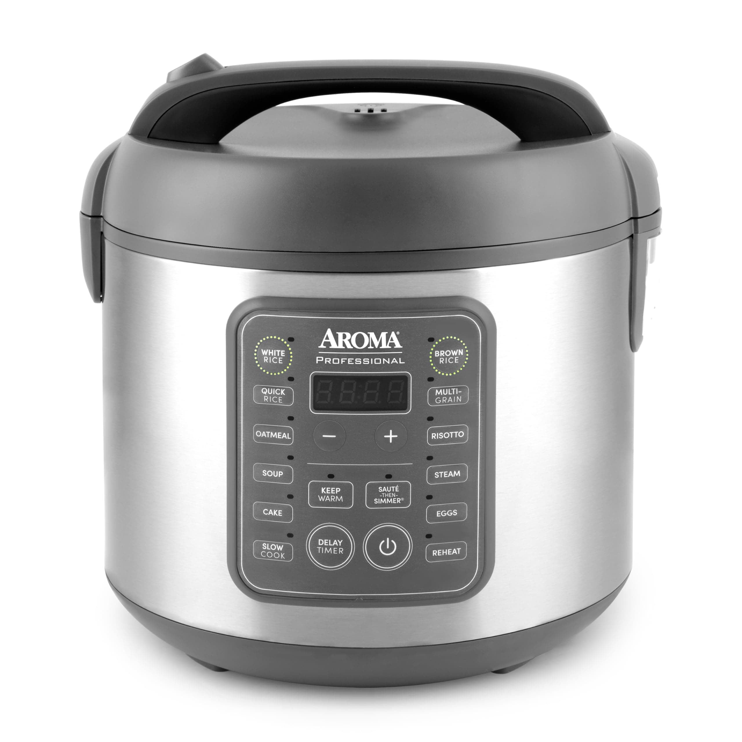 AROMA Professional Digital Rice Cooker, 10-Cup (Uncooked) / 20-Cup (Cooked), Multicooker, Slow Cooker, Steamer, Oatmeal Cooker, Egg Cooker, STS, 5 Qt, Gray, ARC-5200SG