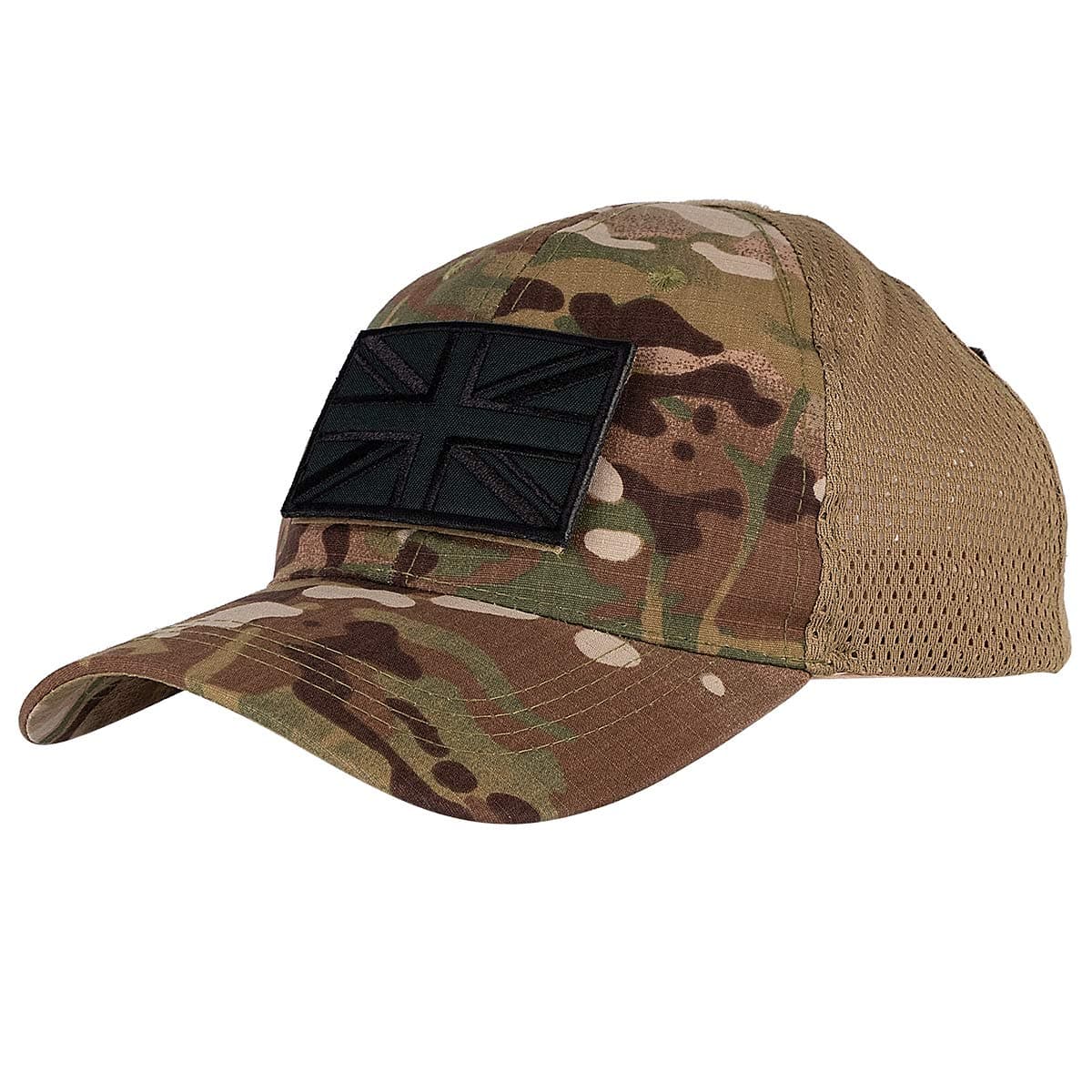 Men Mesh Tactical Cap Sport Baseball Military Camouflage Sun Hat Cap with UK Flag Patch/Words Patch