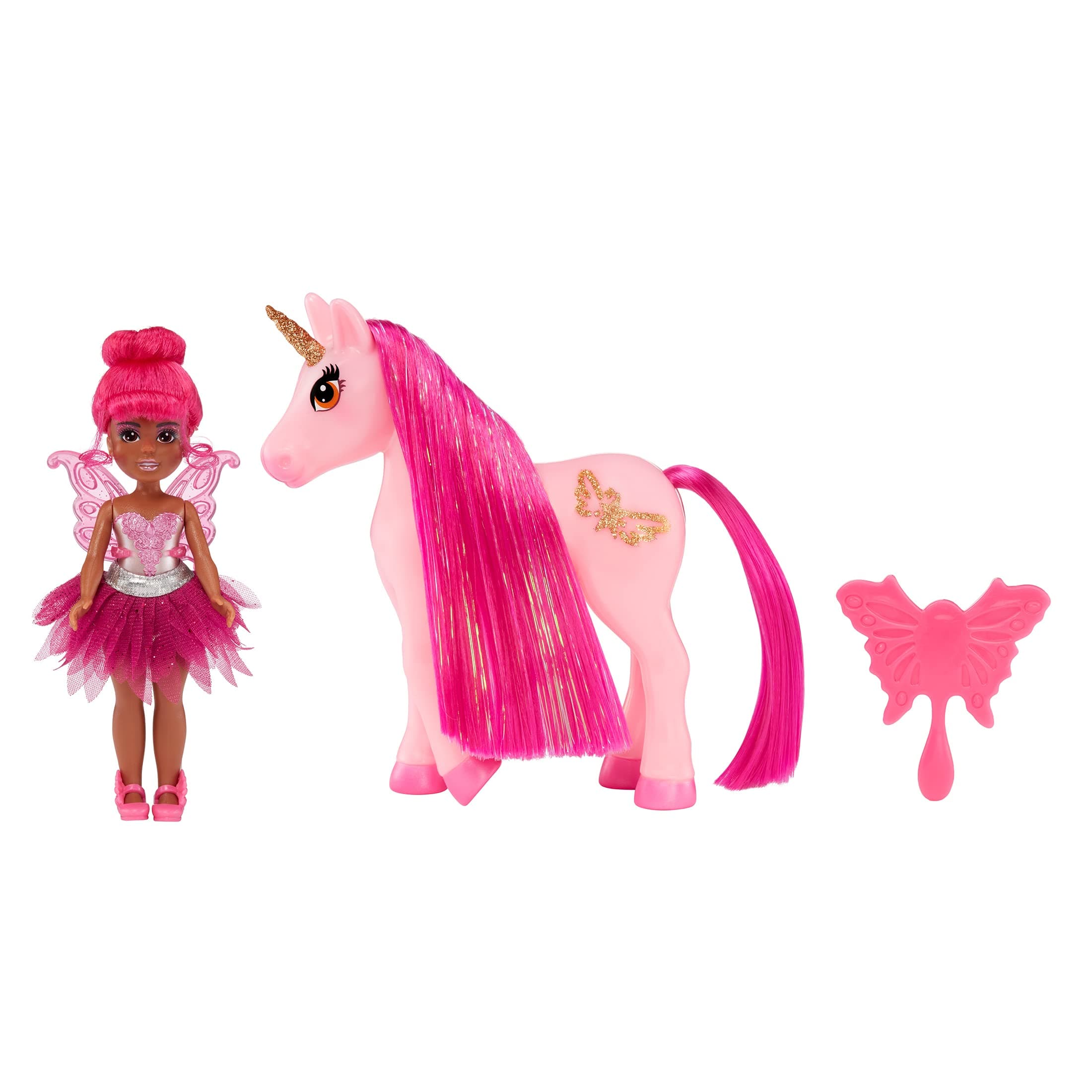 MGA Entertainment 583653EUC MGA's Dream Bella 2-Pack Fairies Small Doll Pink & Little Unicorn Ribbon, Multicolor