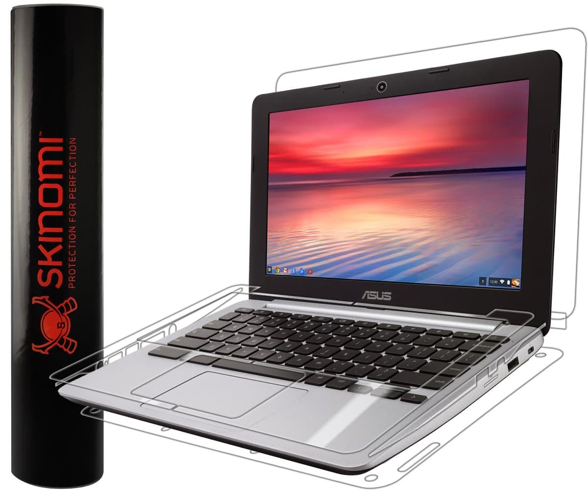 Skinomi Full Body Skin Protector Compatible with Asus Chromebook 11.6 C200 (Screen Protector + Back Cover) TechSkin Full Coverage Clear HD Film