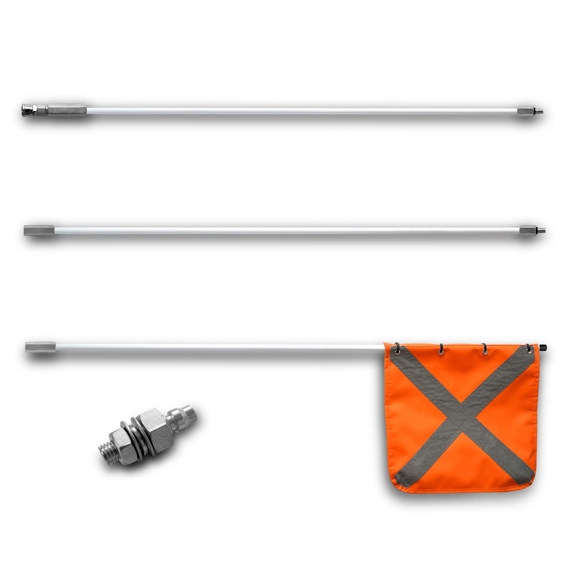 Off Road Safety Flag, with Quicker Connector Base & 11.8" x11.8" Heavy Duty PVC Reflective Flag, Suit for ATV, UTV, Offroad, Jeep & Truck. Can be Used as 3.3',6.6' or 10'.