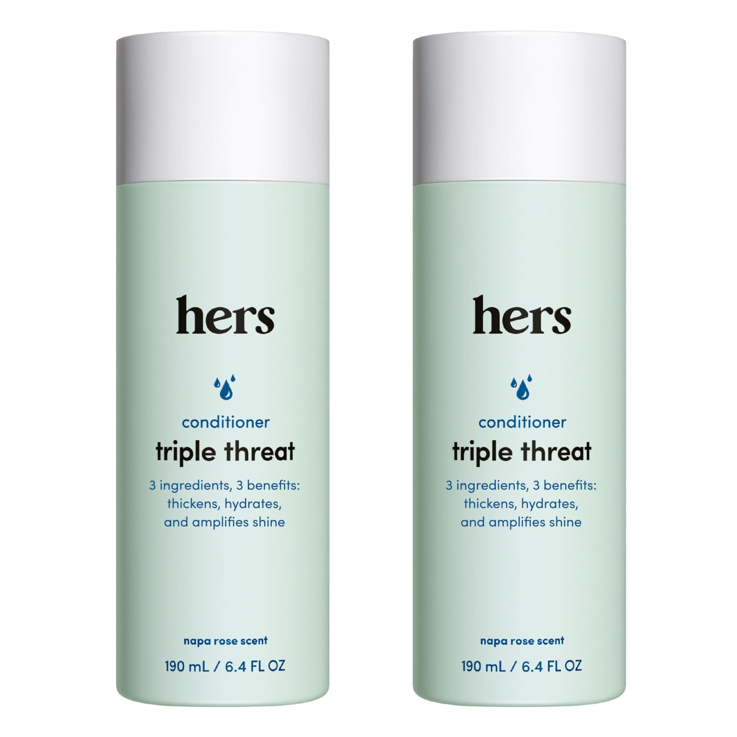 HIMS & HERS triple threat hydrating conditioner for damaged hair, leaves hair looking shiny and strong, color sage formula with an amino acid blend, argan, coconut, sunflower seed oil -190ml, 2 Pack