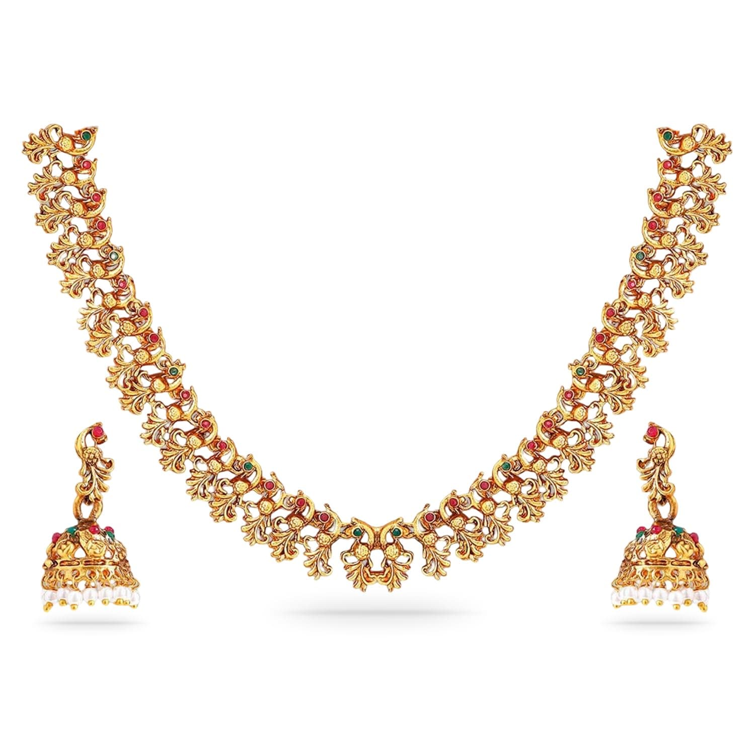 Necklace Set Gold Plated Floral Design Jewellery Gift for Women & Girls