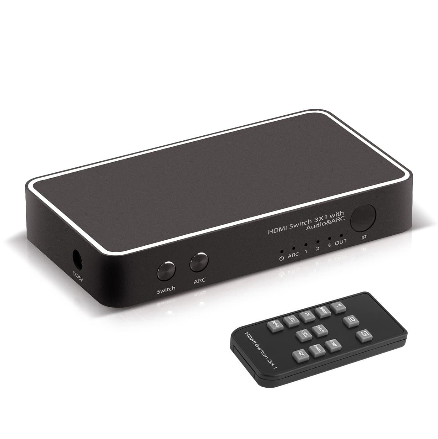 HDMI Switcher,HEJSANG 4K x 2K 3 Port HDMI Switch 3 x 1 with PIP and IR Wireless Remote Control 3 Port HDMI Splitter Switcher Switches Supports SPDIF+3.5MM Audtio output+ARC Function