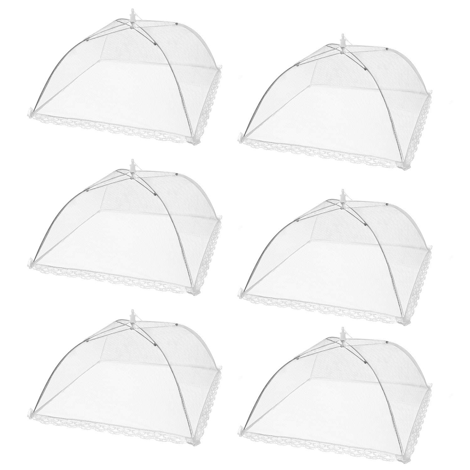 Armear 6 pack Large Pop-Up Mesh Food Cover Tent, 17 Inches Food Protector Covers Reusable and Collapsible Outdoor Picnic Food Covers Tent For Bugs, Parties Picnics, BBQs (White)