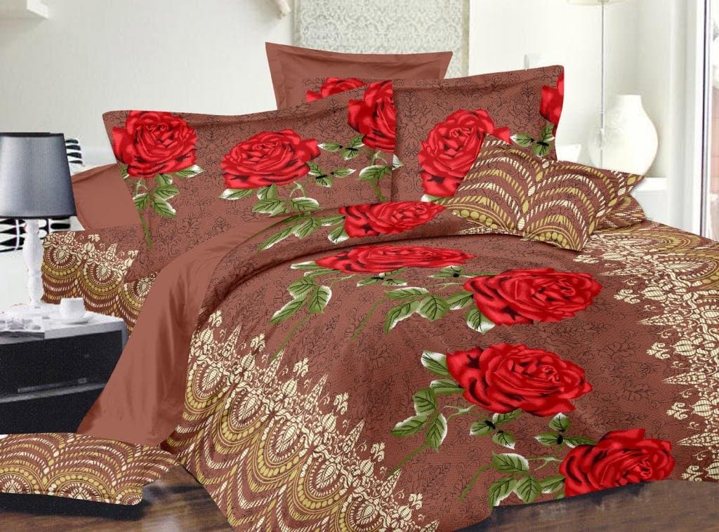 Urban style Floral 100 % Cotton Double bed Bedsheet With 2 Pillow cover
