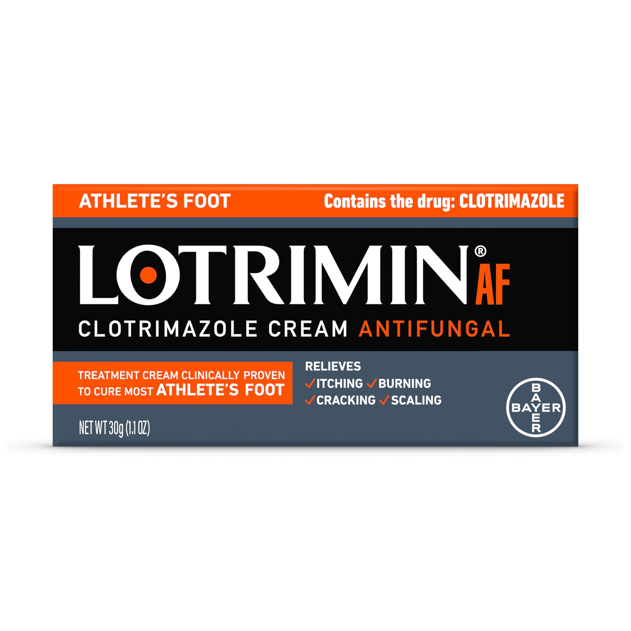 Lotrimin AF Cream for Athlete's Foot, Clotrimazole 1% Antifungal Treatment, Clinically Proven Effective Antifungal Treatment of Most AF, Jock Itch and Ringworm, Cream, 1.1 Ounce (30 Grams) (New Look)