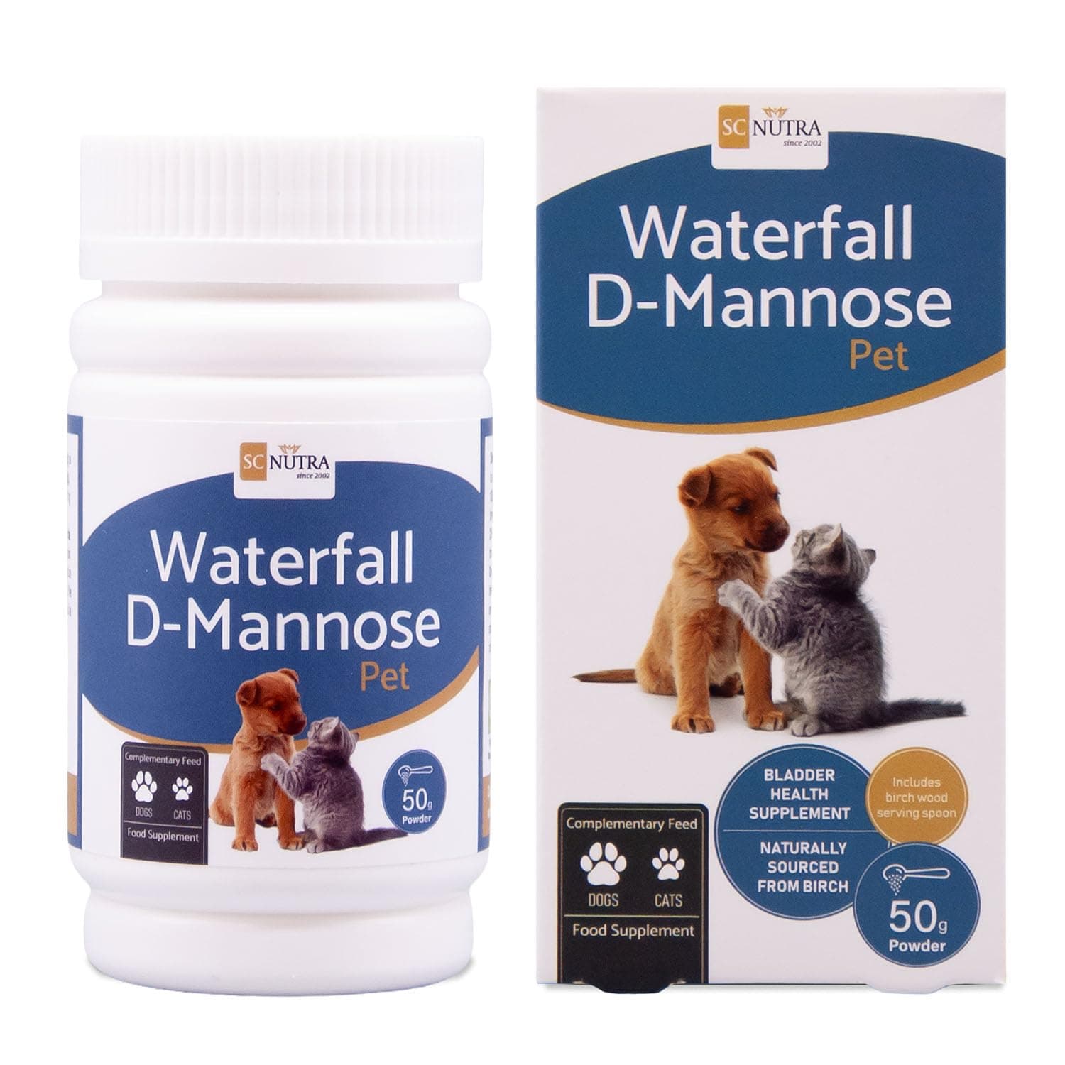 Waterfall D-Mannose Pet - Natural Product for Feline Cystitis & Canine UTIs - Suitable for Cats, Dogs & most Household Pets - SC Nutra (Sweet Cures)