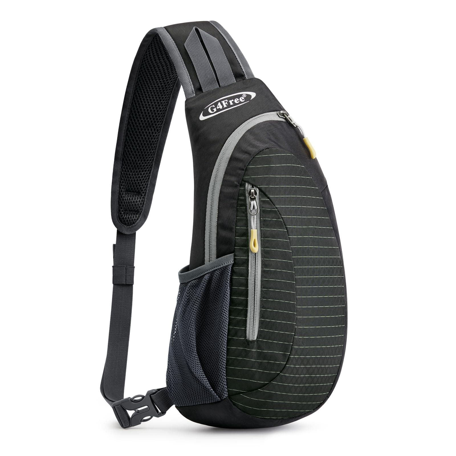 Sling Bag for Men Women, Small Crossbody Backpack Lightweight Chest Shoulder Bags for Travel, Outdoor and Sports (Black)