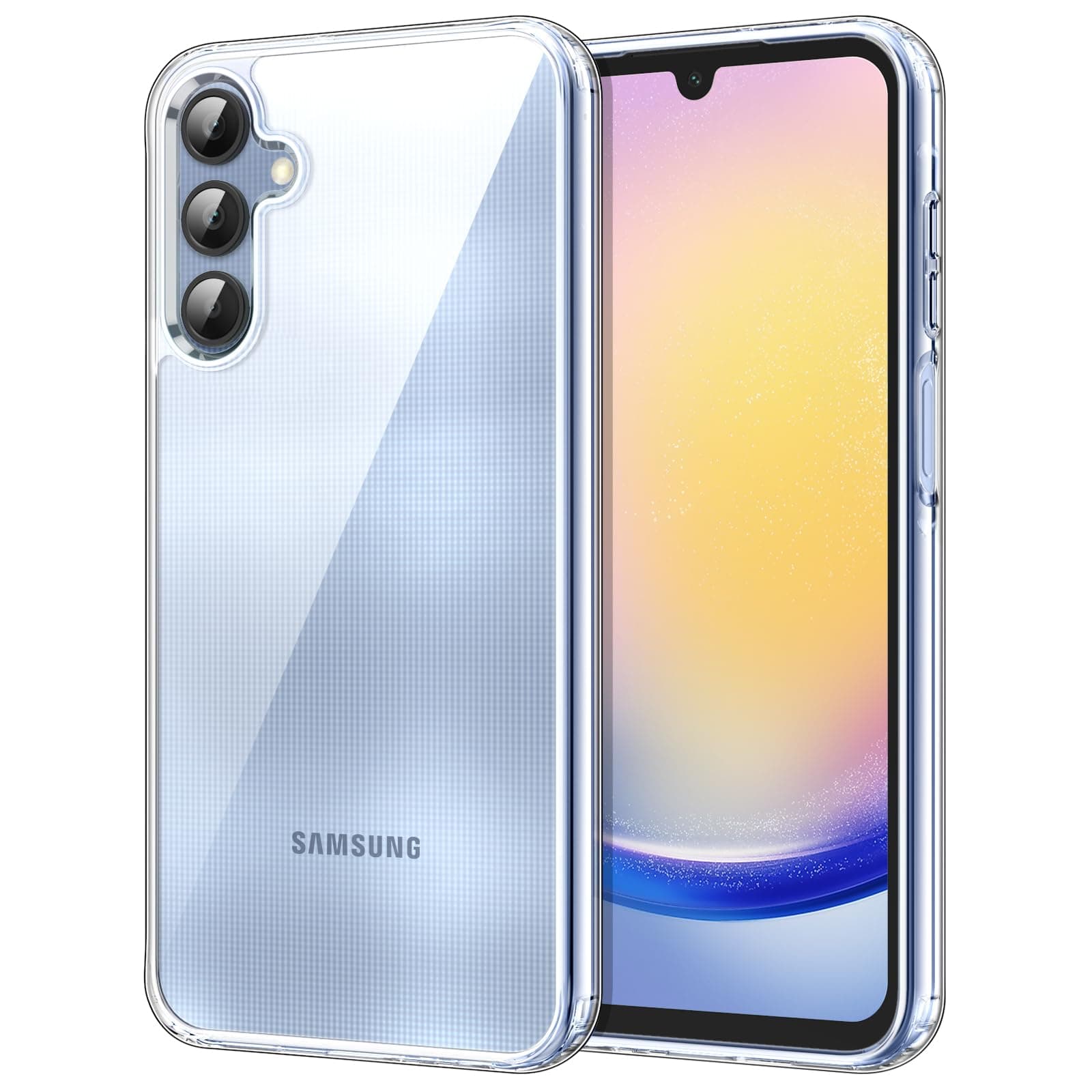 Case for Samsung Galaxy A25 5G 6.5-Inch, Non-Yellowing Shockproof Bumper Protective Phone Cover, Anti-Scratch Hard PC Back (Clear)