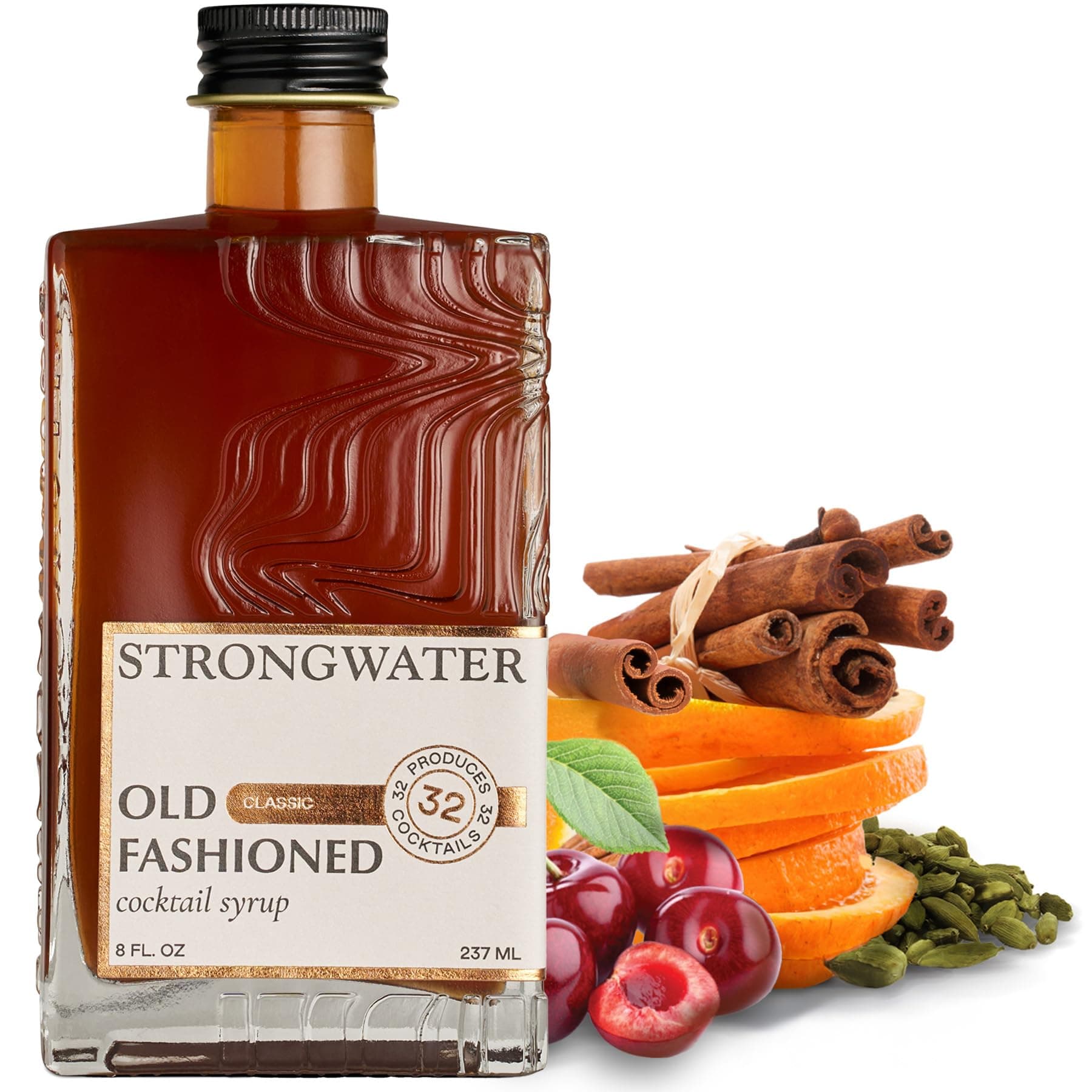 Old Fashioned Mix - Makes 32 Cocktails - Handcrafted Old Fashioned Syrup with Bitters, Orange, Cherry, Organic Demerara Sugar - Craft Cocktail Mixer, Just Mix with Bourbon,Whiskey - 1 Pack