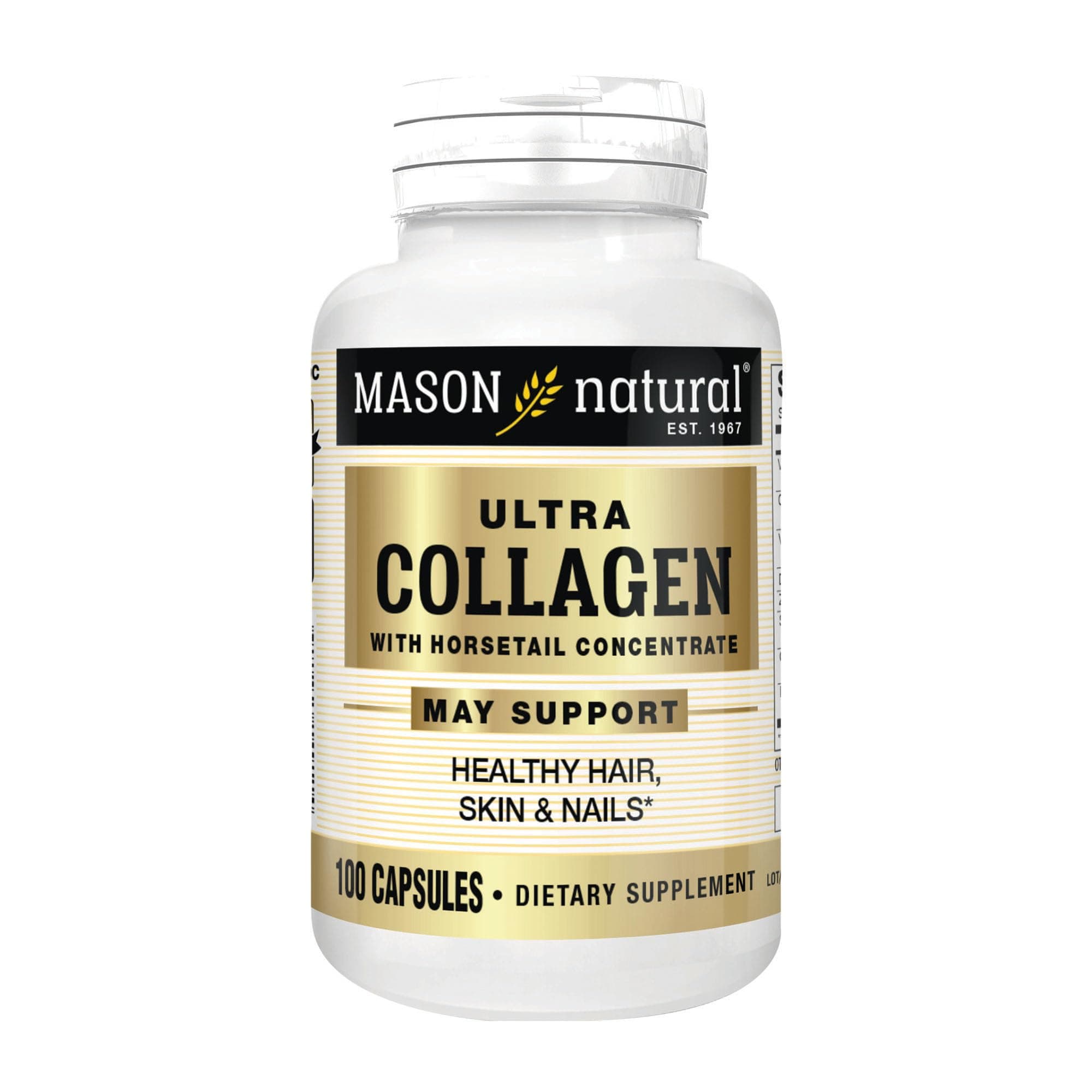 Ultra Collagen Capsules, 100% Pure Hydrolyzed Collagen Supplement for Healthy Skin, Hair, Nails & Joints, 100 Count, 50 Day Supply