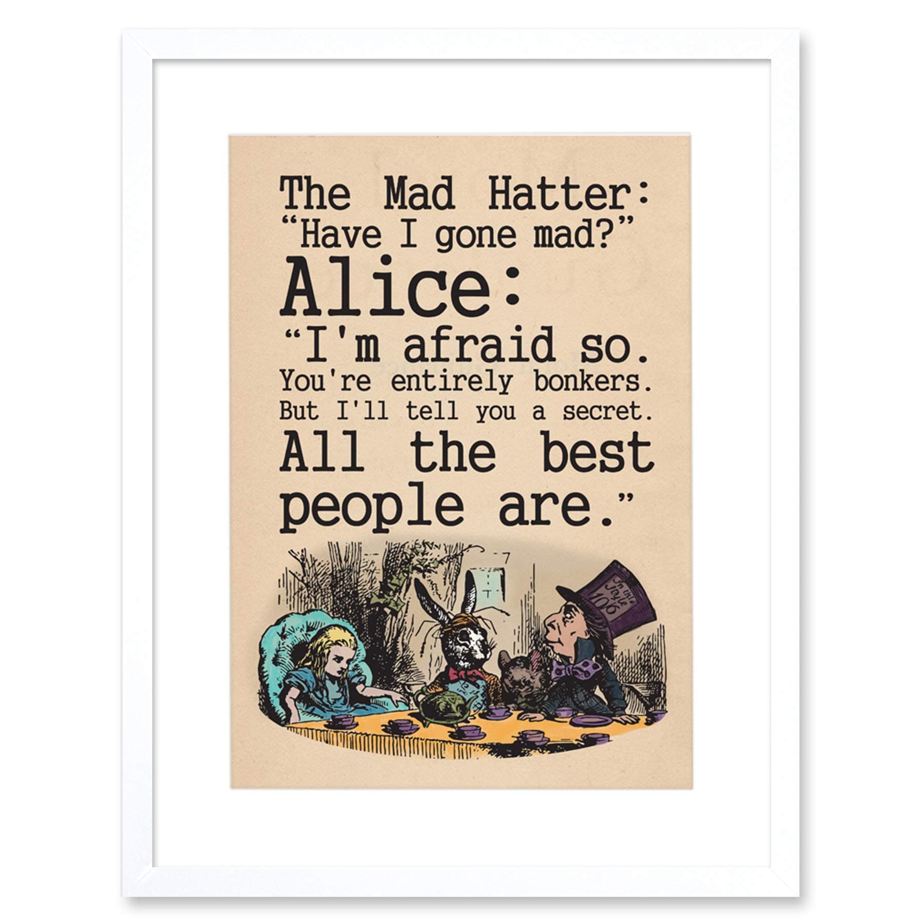 Wee Blue Coo Alice In Wonderland Mad Hatter Tea Party Artwork Framed Wall Art Print 12X16 Inch