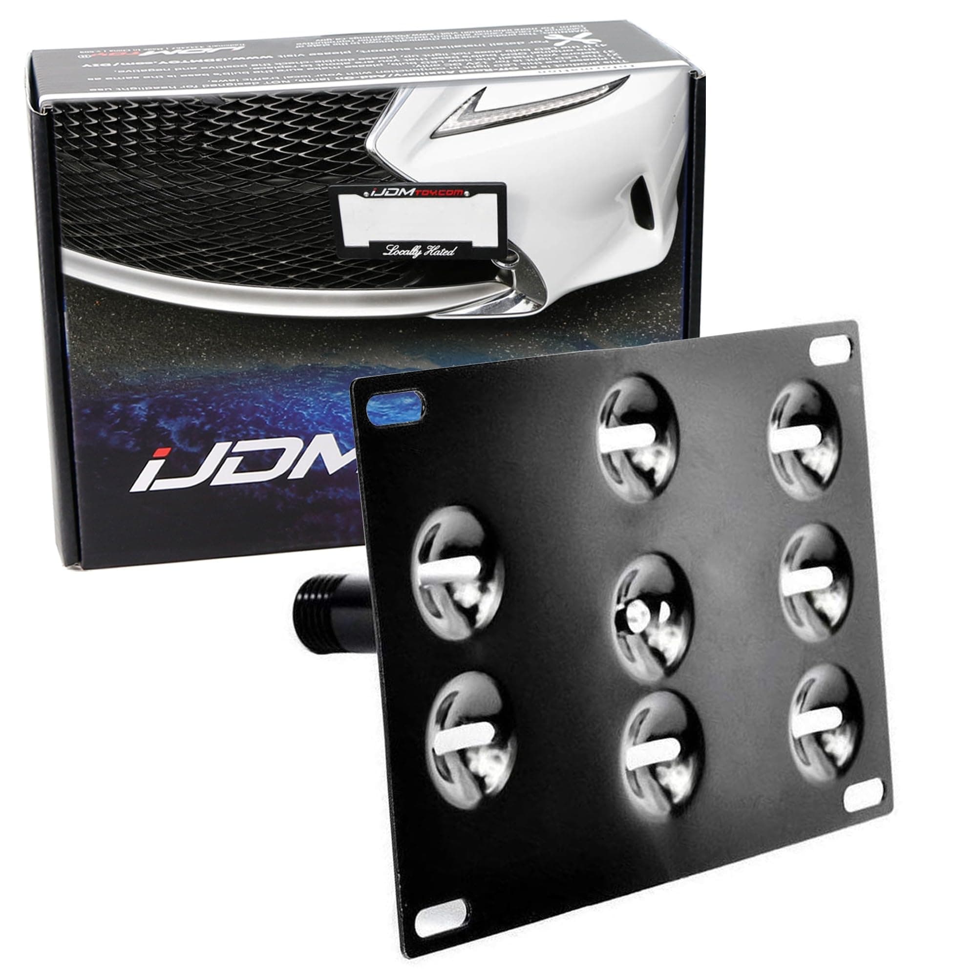 iJDMTOY No Drill Front Bumper Tow Hook License Plate Mounting Bracket Adapter Kit Compatible with Lexus ISF RC200t RC250 RC300 RC350 RC-F GS350 GS460 GS450h RX LS etc