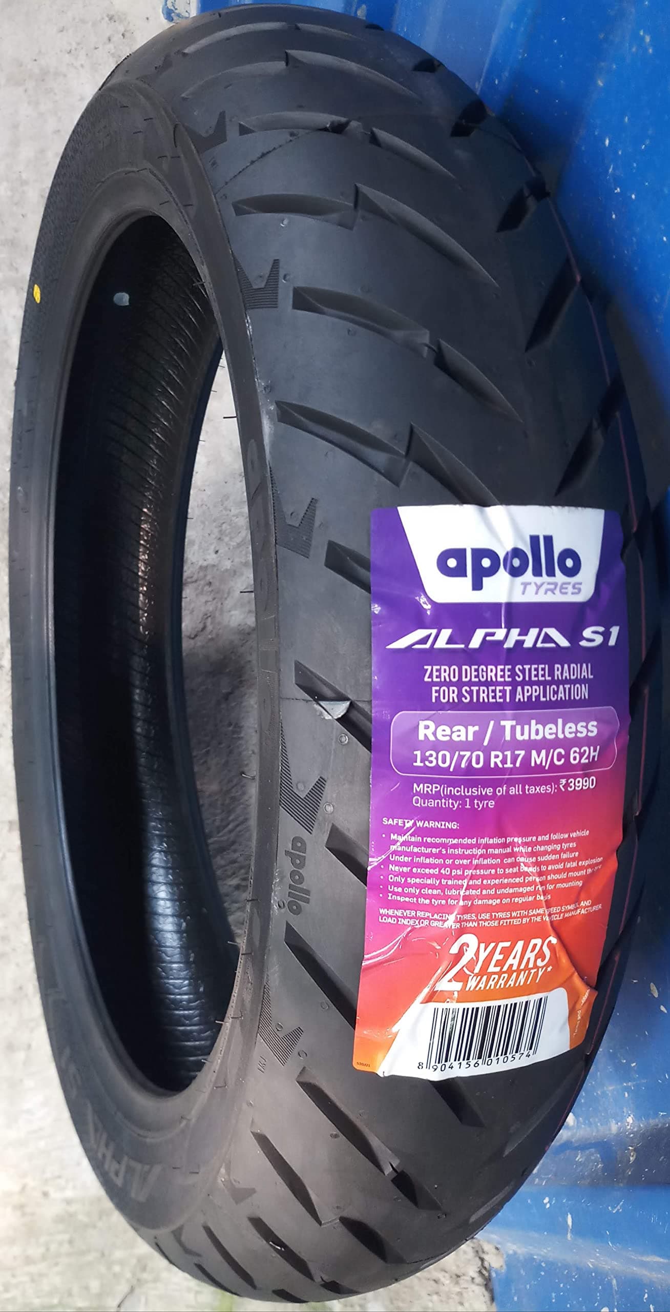 tyres Alpha S1 130/70% R17 62H Steel Belted Radial Tubeless Rear Tyre