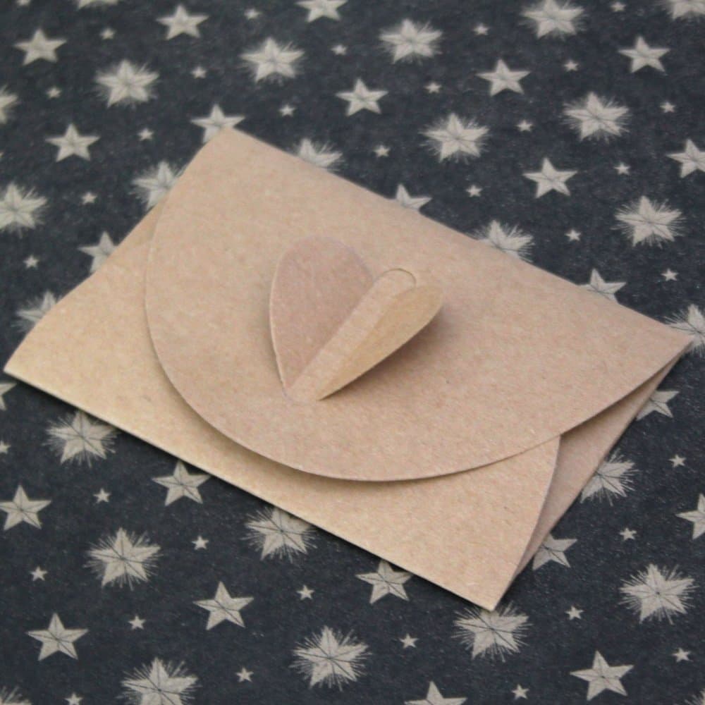 Mini Heart Shape Kraft Paper Envelopes x 5 Wedding Favours / Scrapbooking