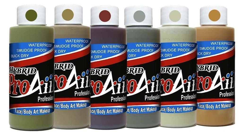ProAiir Waterproof Hybrid Face and Body Art Paint Sets - Zombie Colors, 6 - 2.1oz (60ml) Bottles