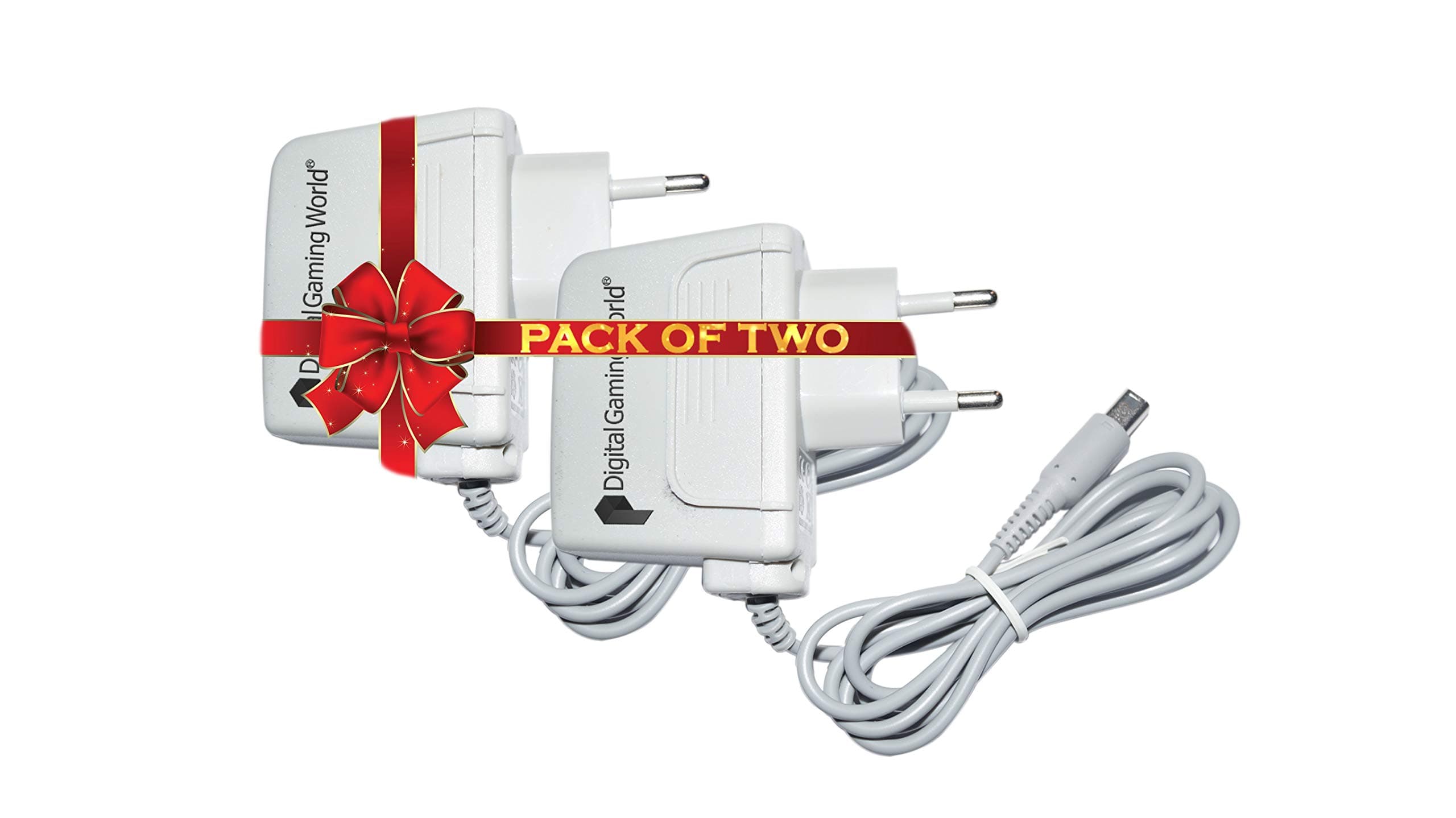 Digital Gaming World® Pack of Two Power Supply Adapters/Chargers For DSi/XL/3DS/3DS XL/2DS Consoles.(110V to 220V World Wide Support)