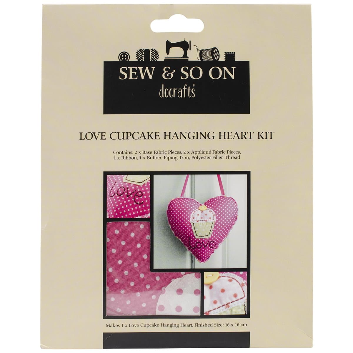 Sew and So on Hanging Heart Kit, Love Cupcake