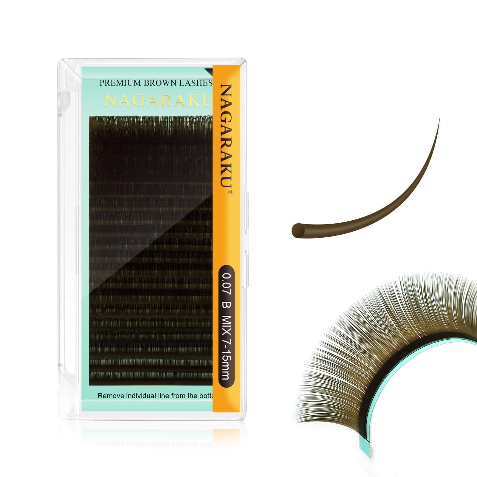 Natural Brown Color Eyelash Extensions 0.07mm B curl 7-15mm Mix Tray Individual Lashes Classic Faux Mink Volume 20 rows Soft Eyelash Supplies