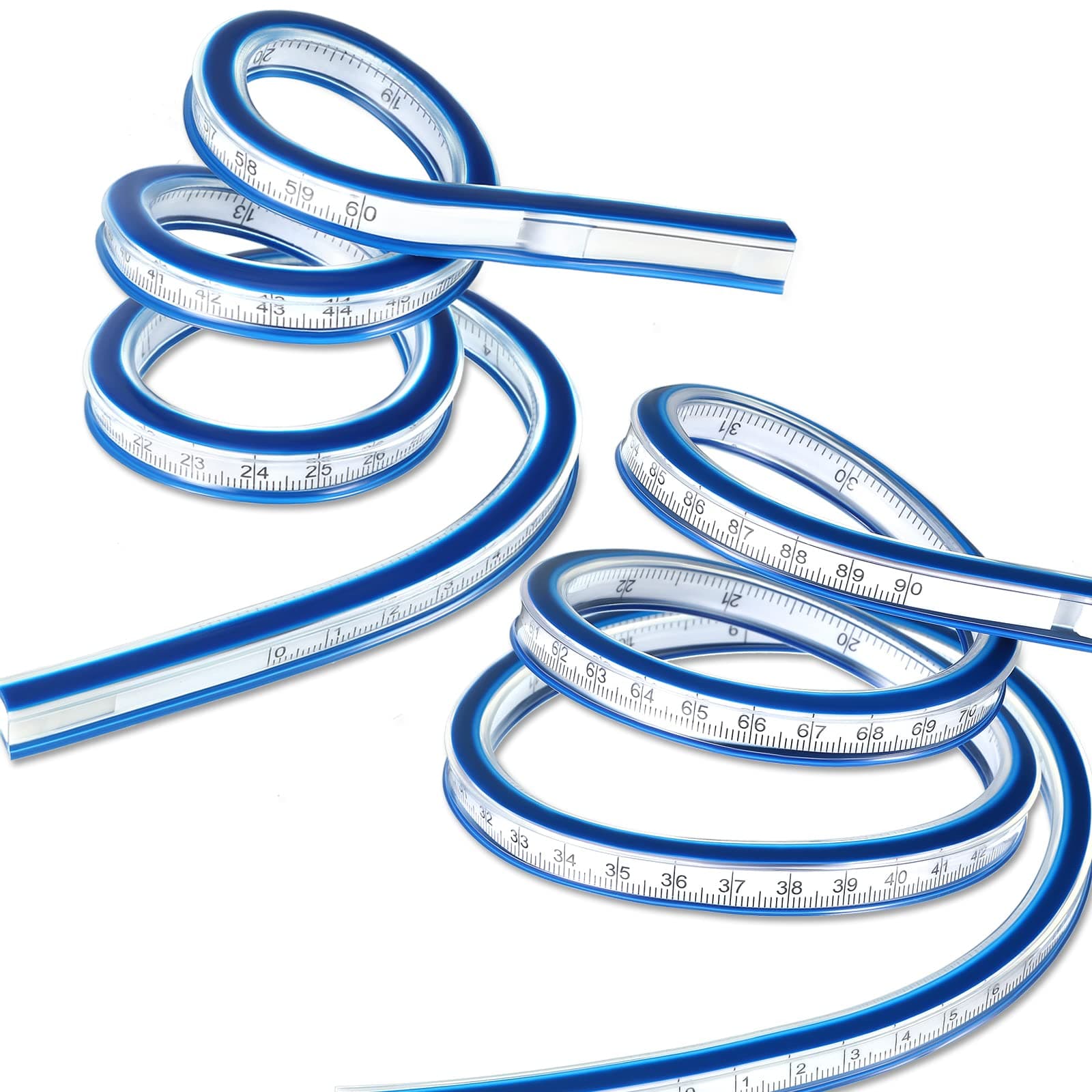 2 Pieces 24'' and 36'' Flexible Curve Rulers Double Side Scale Ruler for Sewing Woodworking Engineering Drawing Design Graphics Garment
