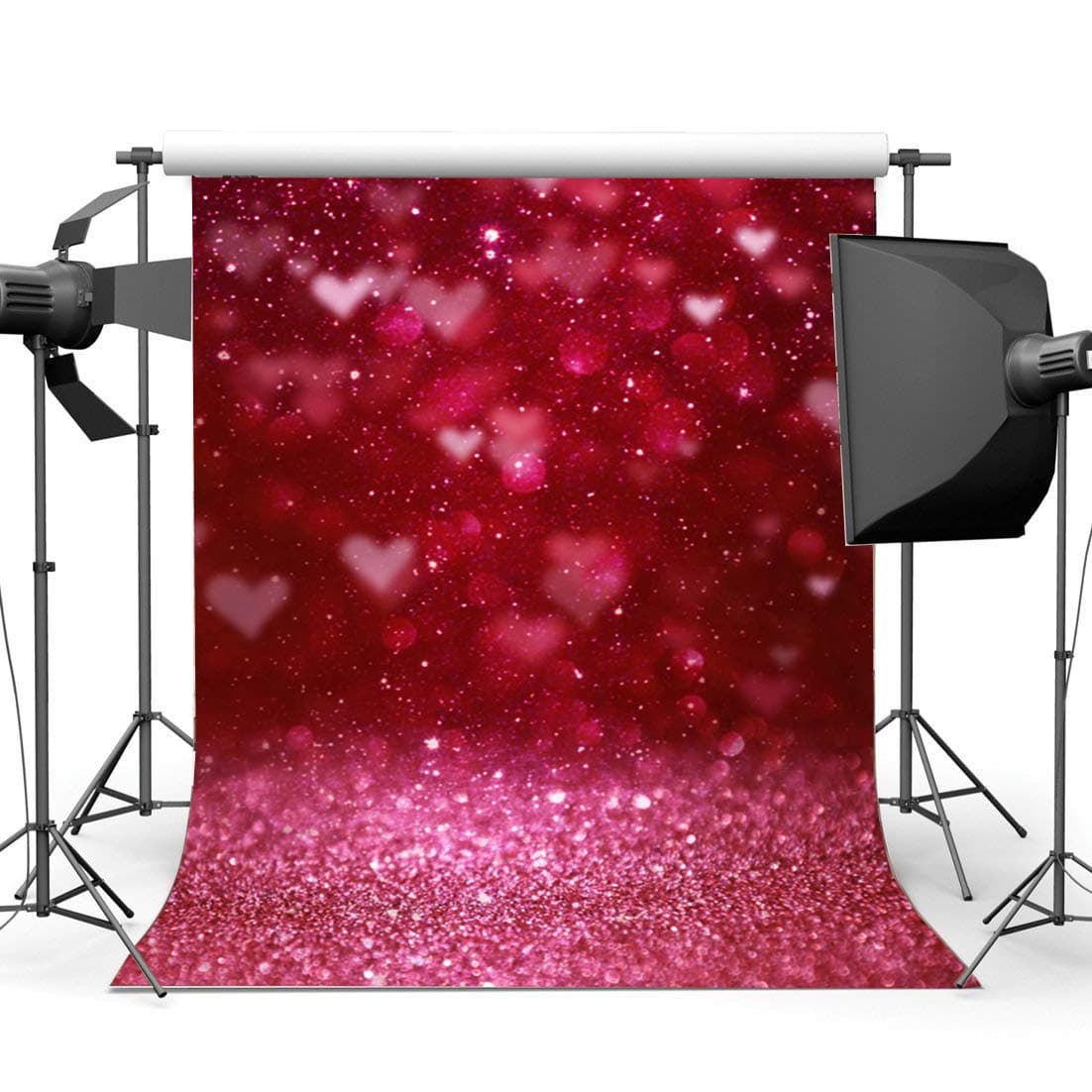 Haosphoto Valentine's Day Backdrop 3X5FT Vinyl Red Sweet Hearts Backdrops Bokeh Spots Glitter Sequins Photography Background for Girls Room Wallpaper Bridal Shower Wedding Photo Studio Props QB246
