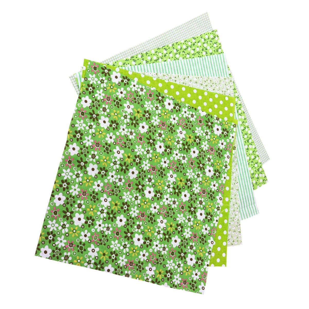 BESPORTBLE6pcs Floral Printed Craft Felt Fabric Sheets Cotton Fabric Squares Quilting Sewing Floral Precut Fabric Square Sheets for DIY Sewing Craft Patchwork 25cm Green