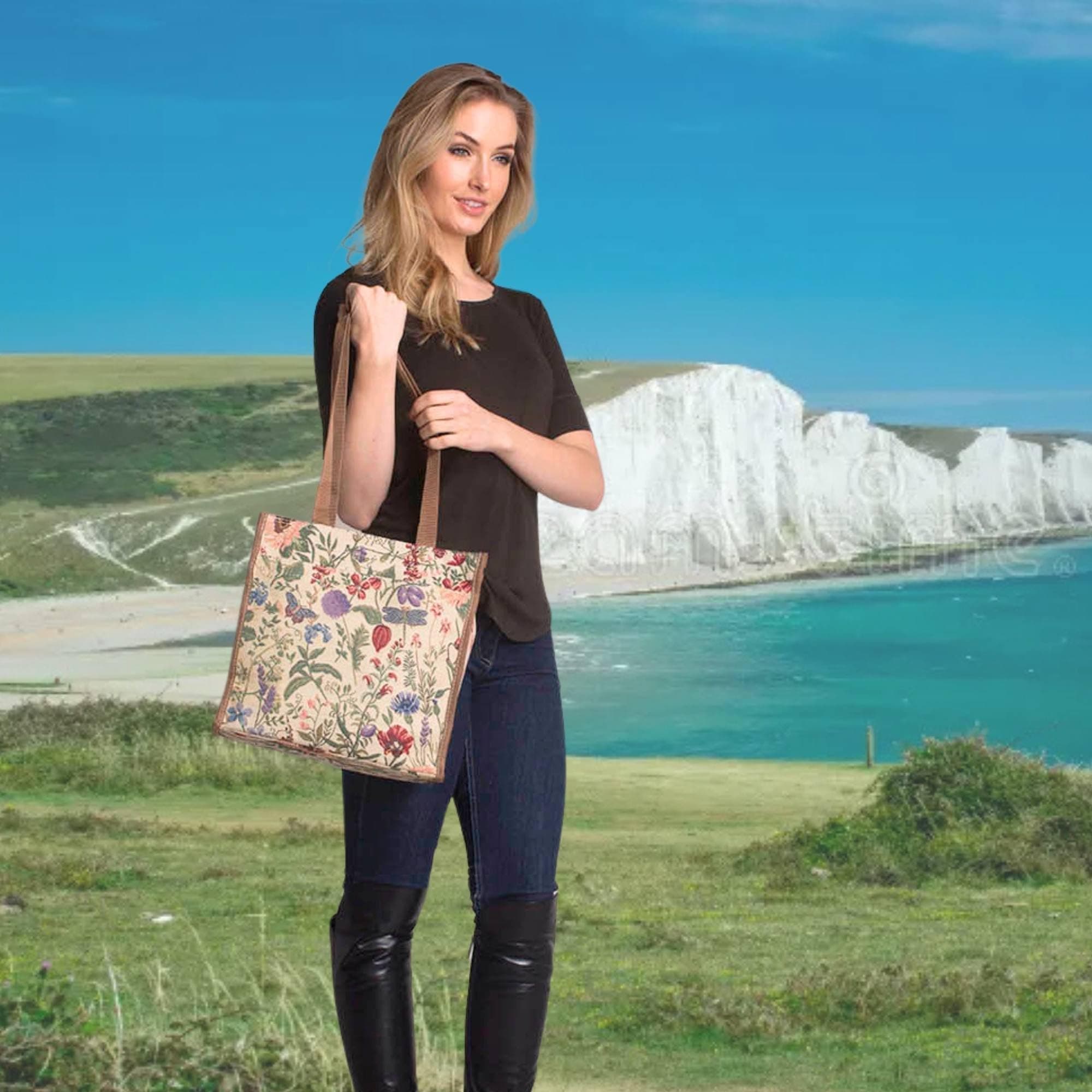 Signare Tapestry Shoulder Bag Shopping Bag for Women with Bird Designs