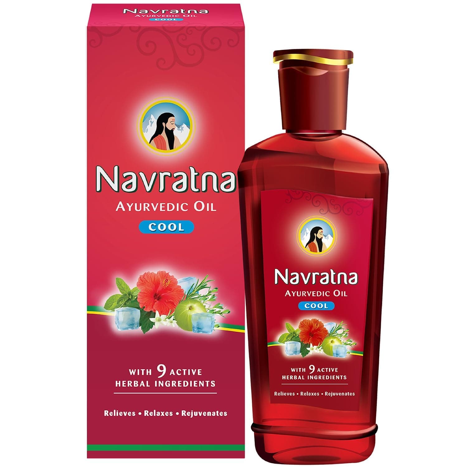 Navratna Ayurvedic Cool Oil | Combination of 9 Ayurvedic Herbs | Relieves Headache, Body ache, Tiredness, Sleeplessness & Tension| Improves Scalp Health | Relaxing & Rejuvenating cooling effect, 300ml
