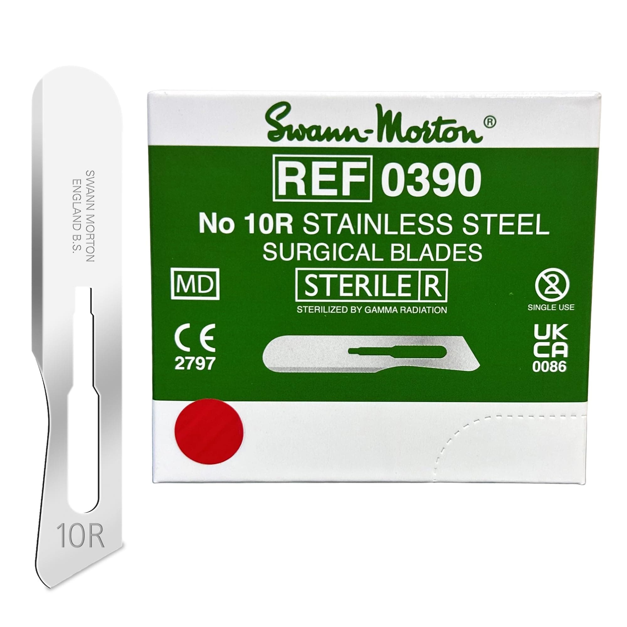 Swann Morton Scalpel Blade #10R - Sterile Dermaplane Blade for Face, Dermaplaning for Women & Men, Stainless Steel, Beauty Tools for Estheticians - Individually Wrapped, Box of 100