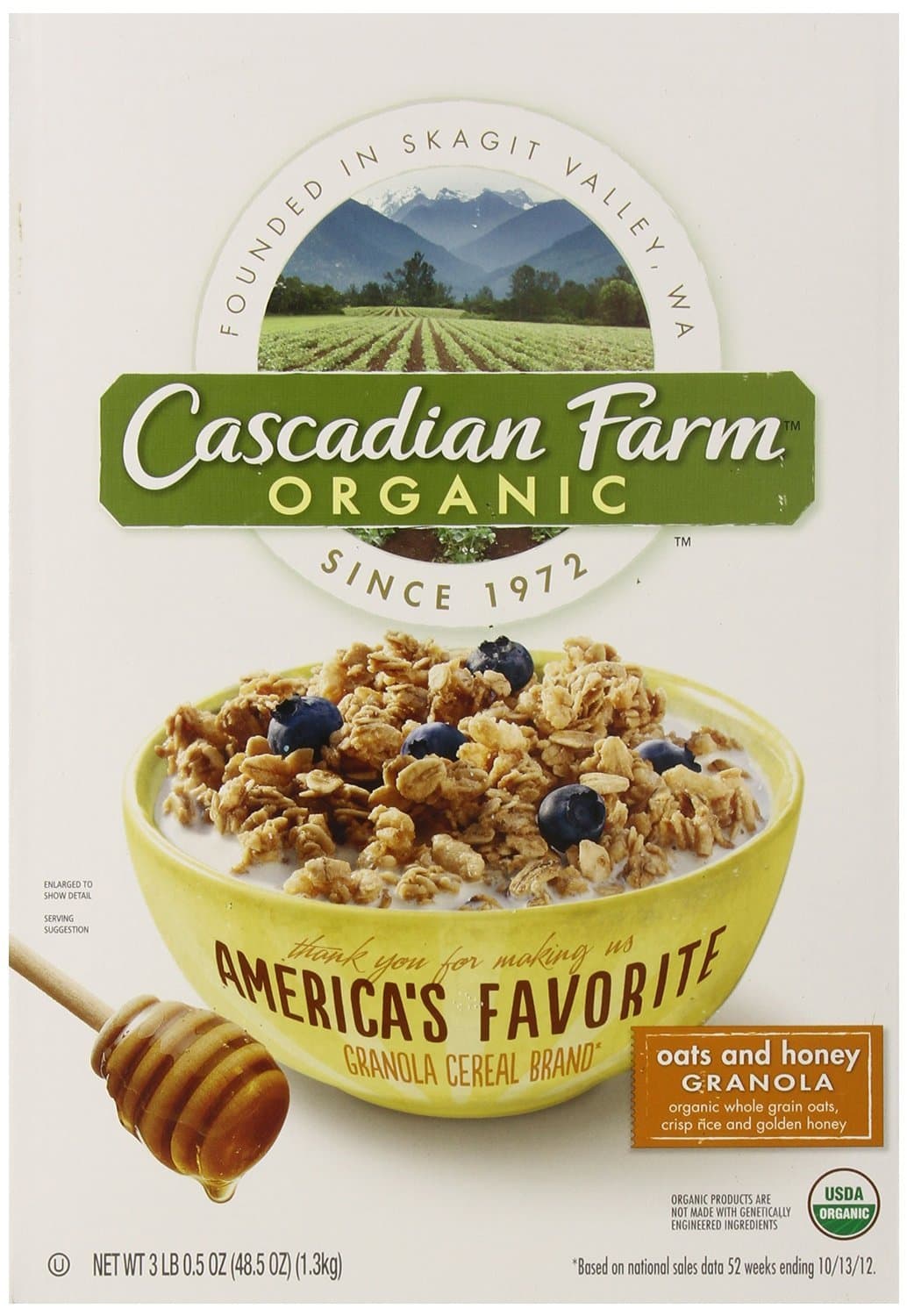 Cascadian Farm Organic Oats and Honey Granola, 48.5 Ounce (2 Pack)