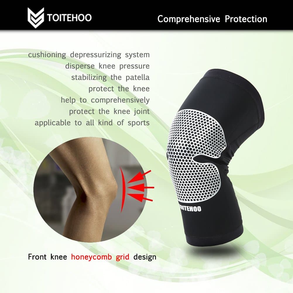 TOITEHOO Knee Sleeve, Knee Brace Athletics Support Improved Circulation for Walking, Running, Basketball, Workout and More Sports - Black (Single Wrap)